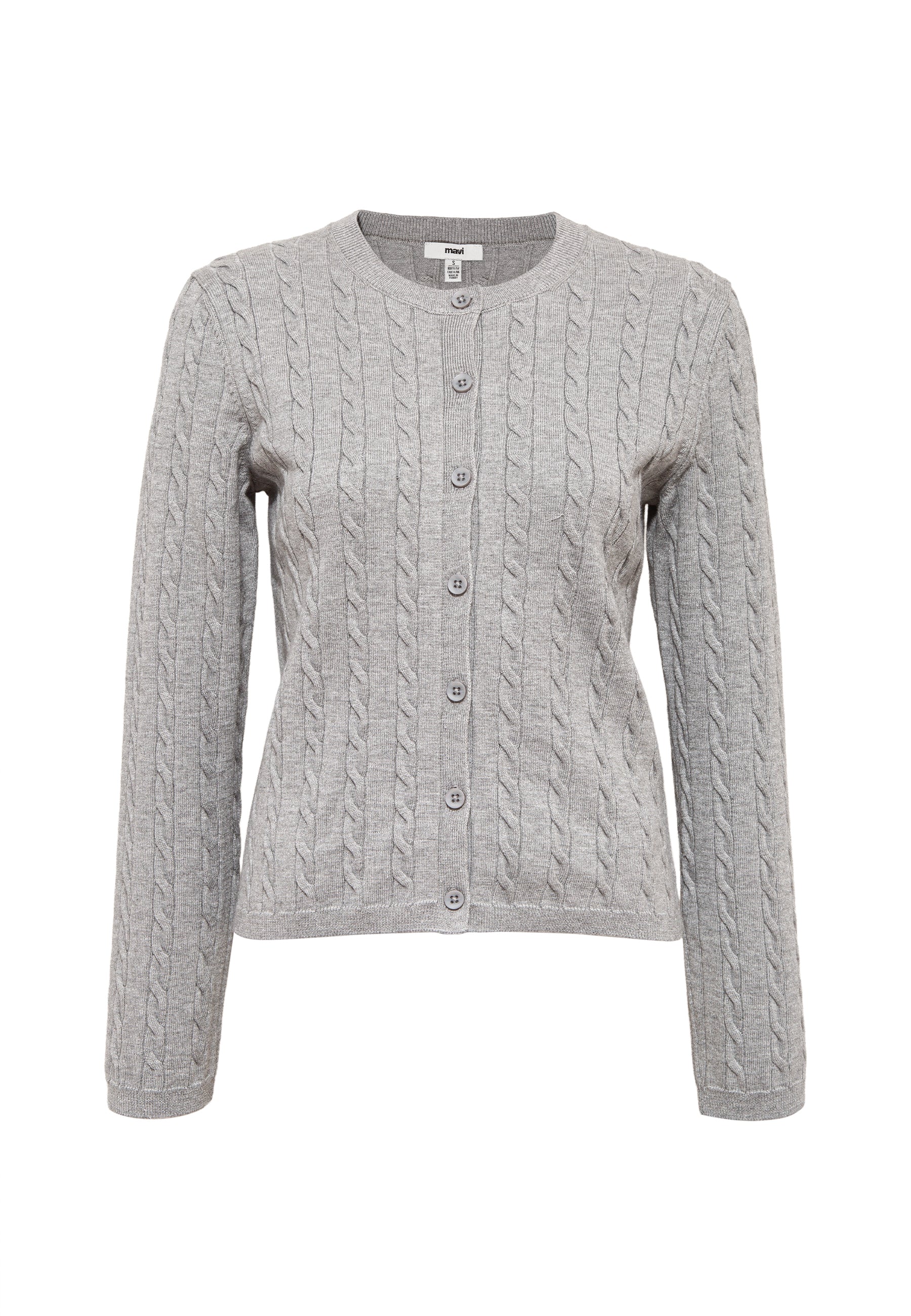 Button Short Cardigan in Mid Grey Melange Cardigans Mavi