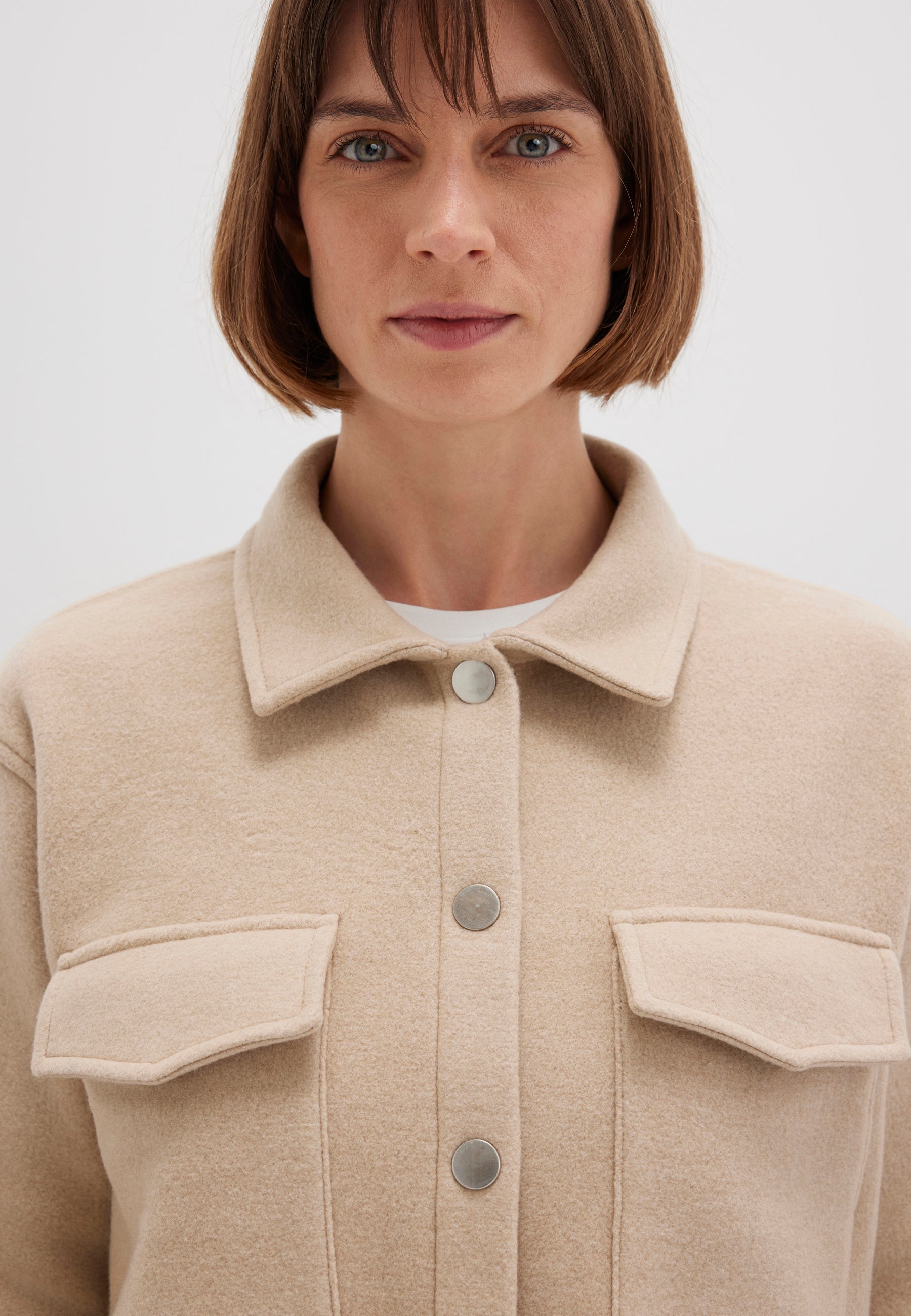 Button sweatshirt in Cobblestone Melange Jackets Mavi