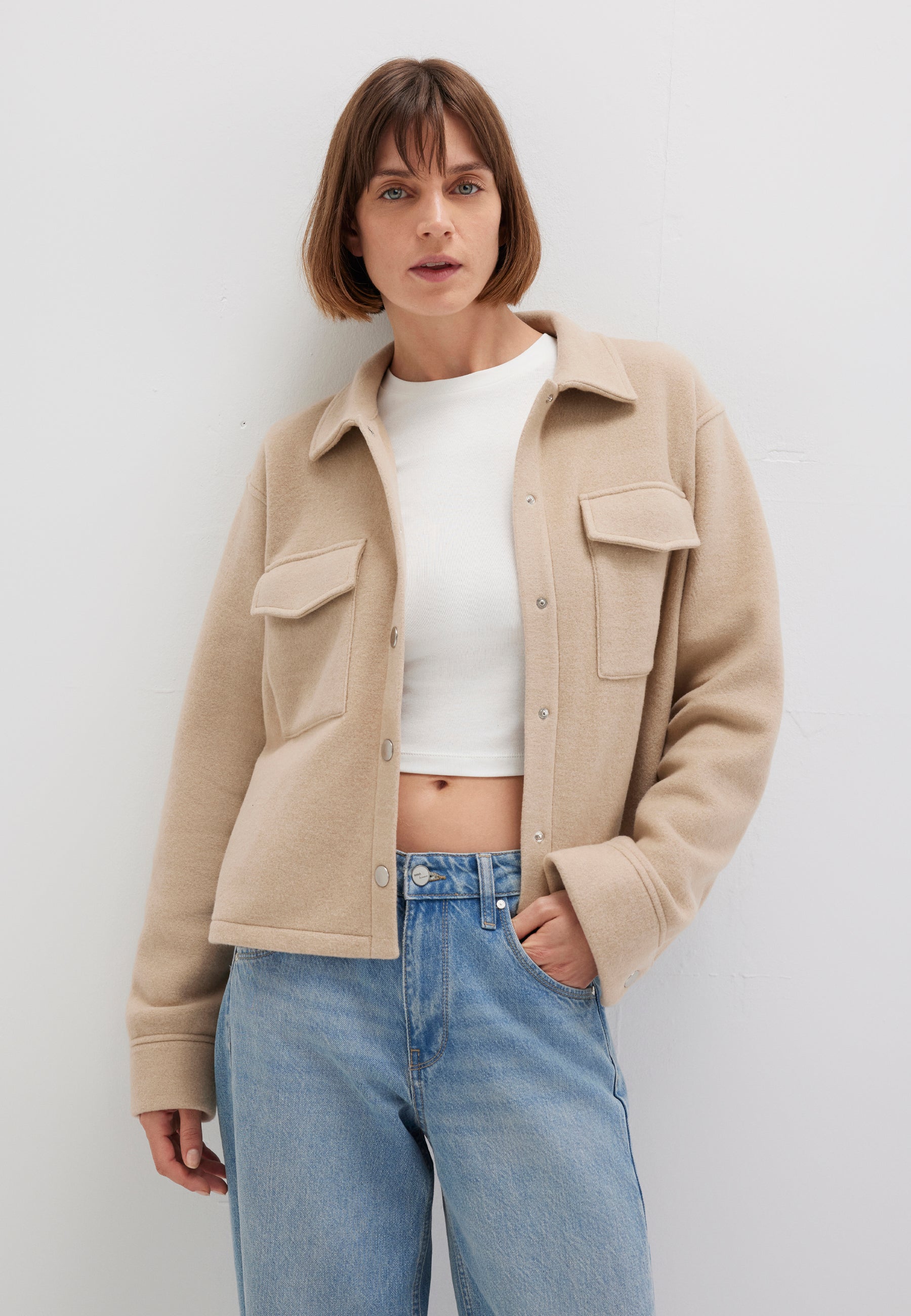 Button sweatshirt in Cobblestone Melange Jackets Mavi