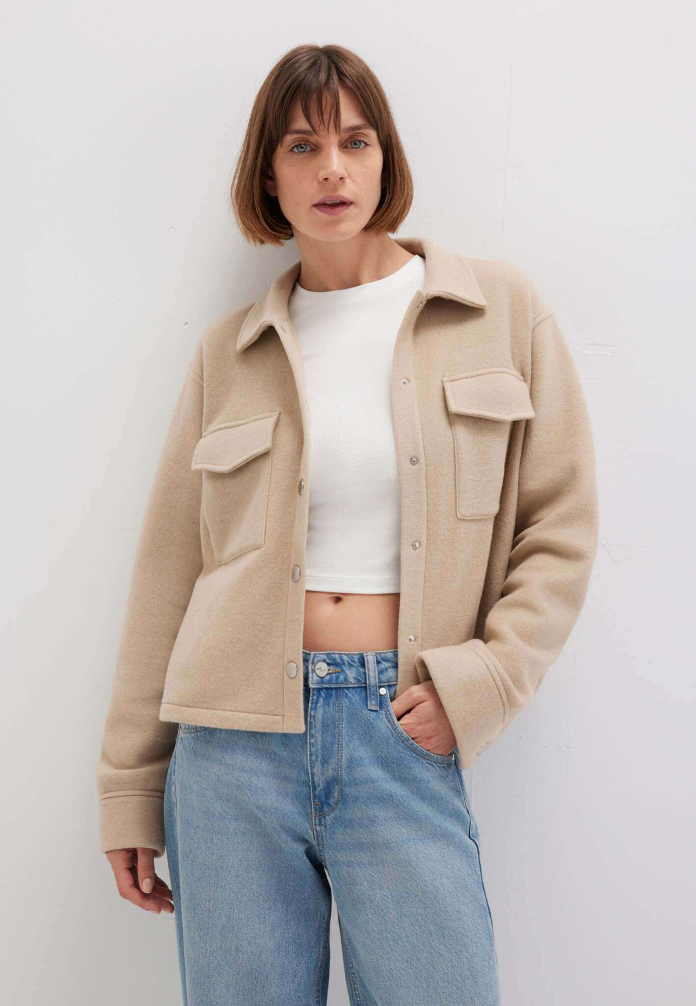 Button sweatshirt in Cobblestone Melange Jackets Mavi