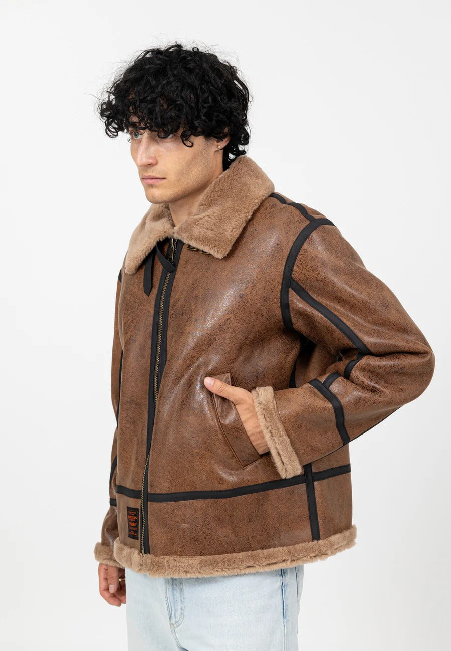 RB3-M leather jacket in brown