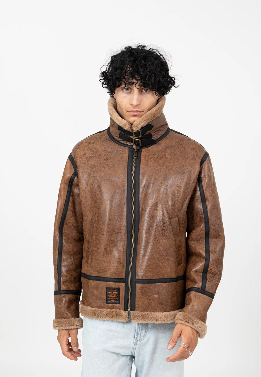 RB3-M leather jacket in brown