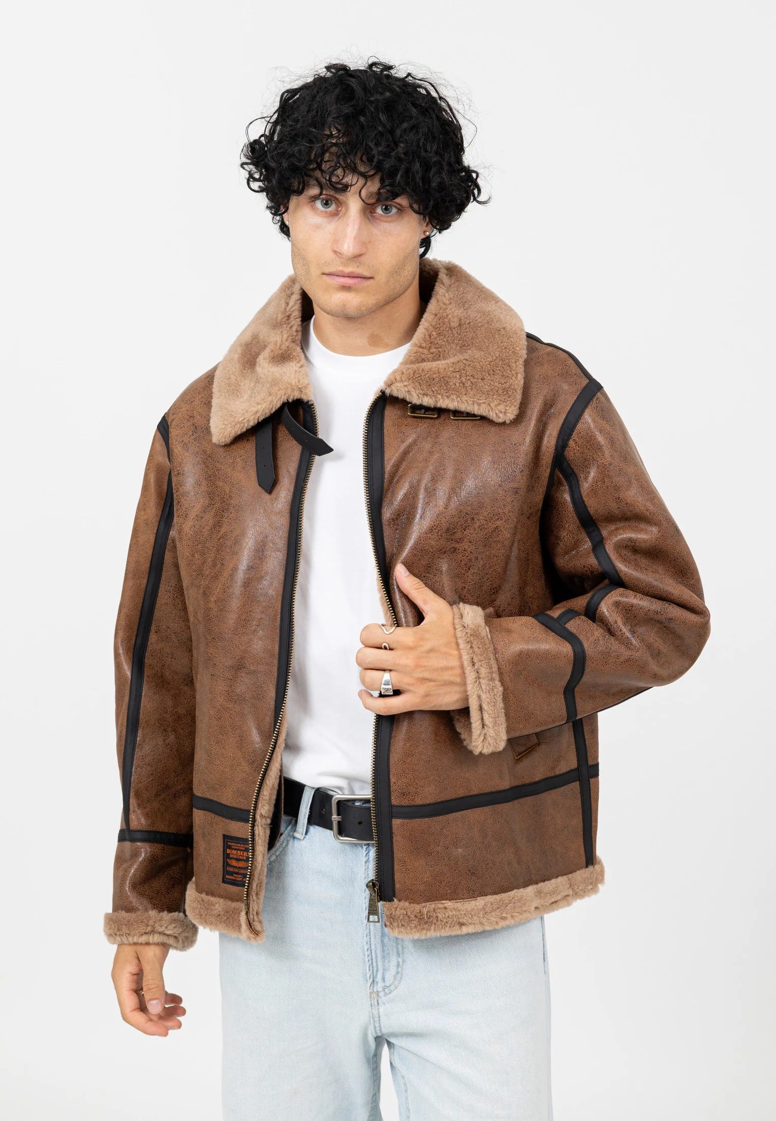RB3-M leather jacket in brown