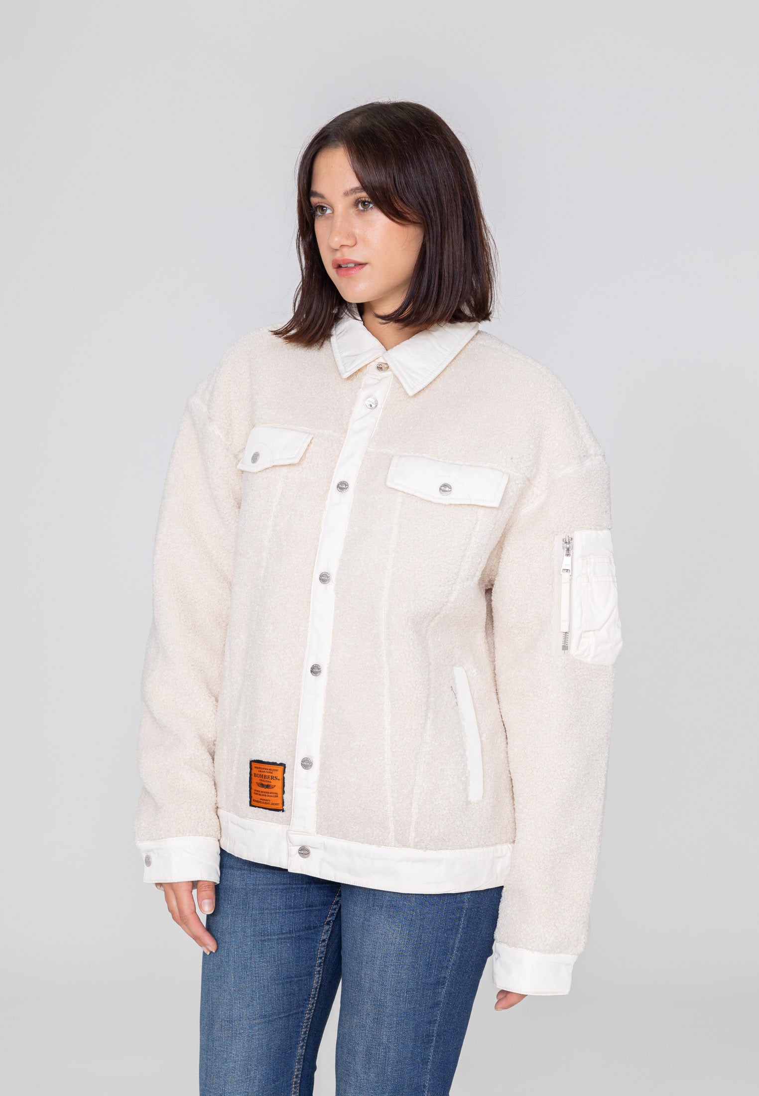 Saratoga U Sherpa jacket in Cream Jackets Bombers Original