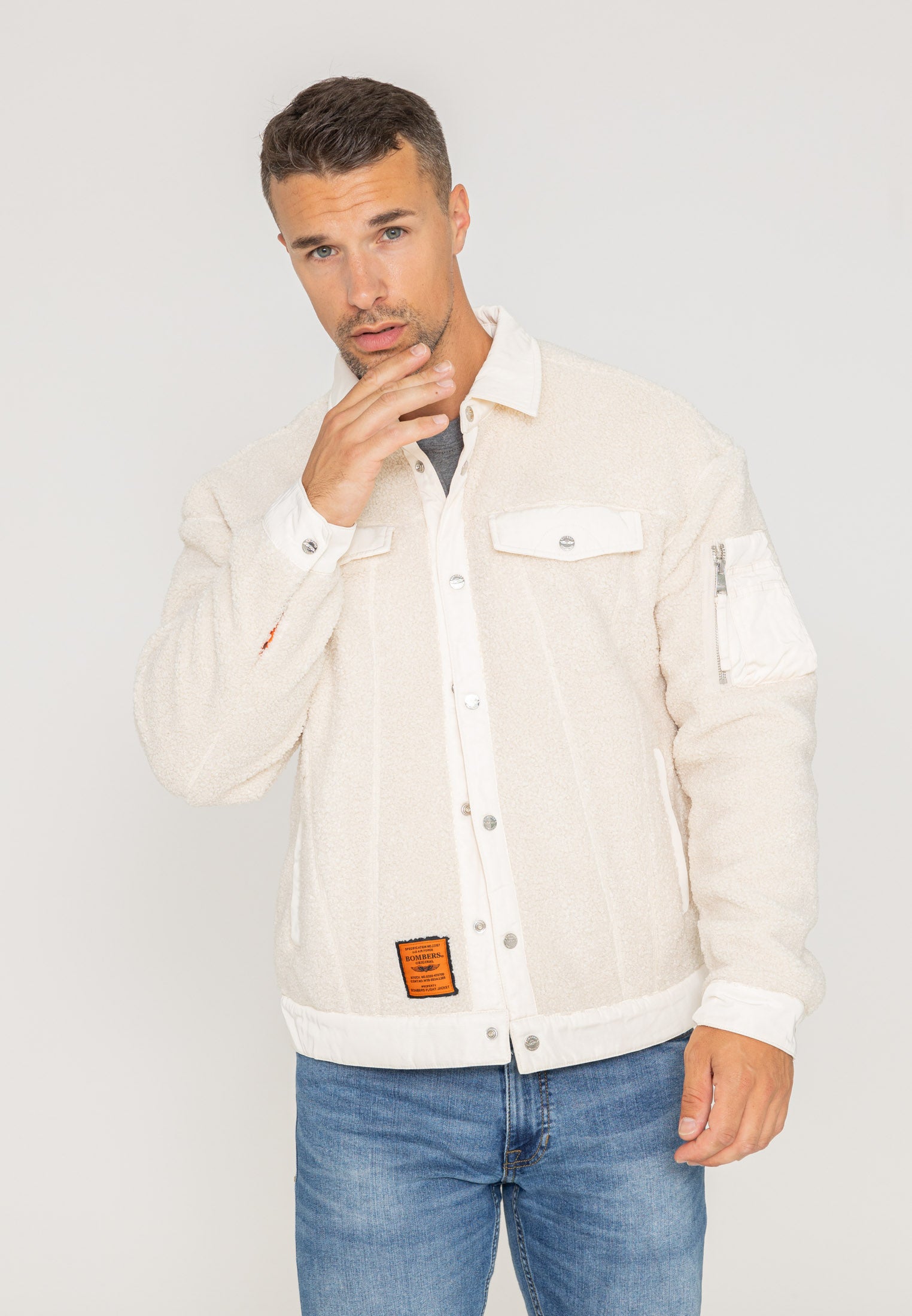 Saratoga U Sherpa jacket in Cream Jackets Bombers Original