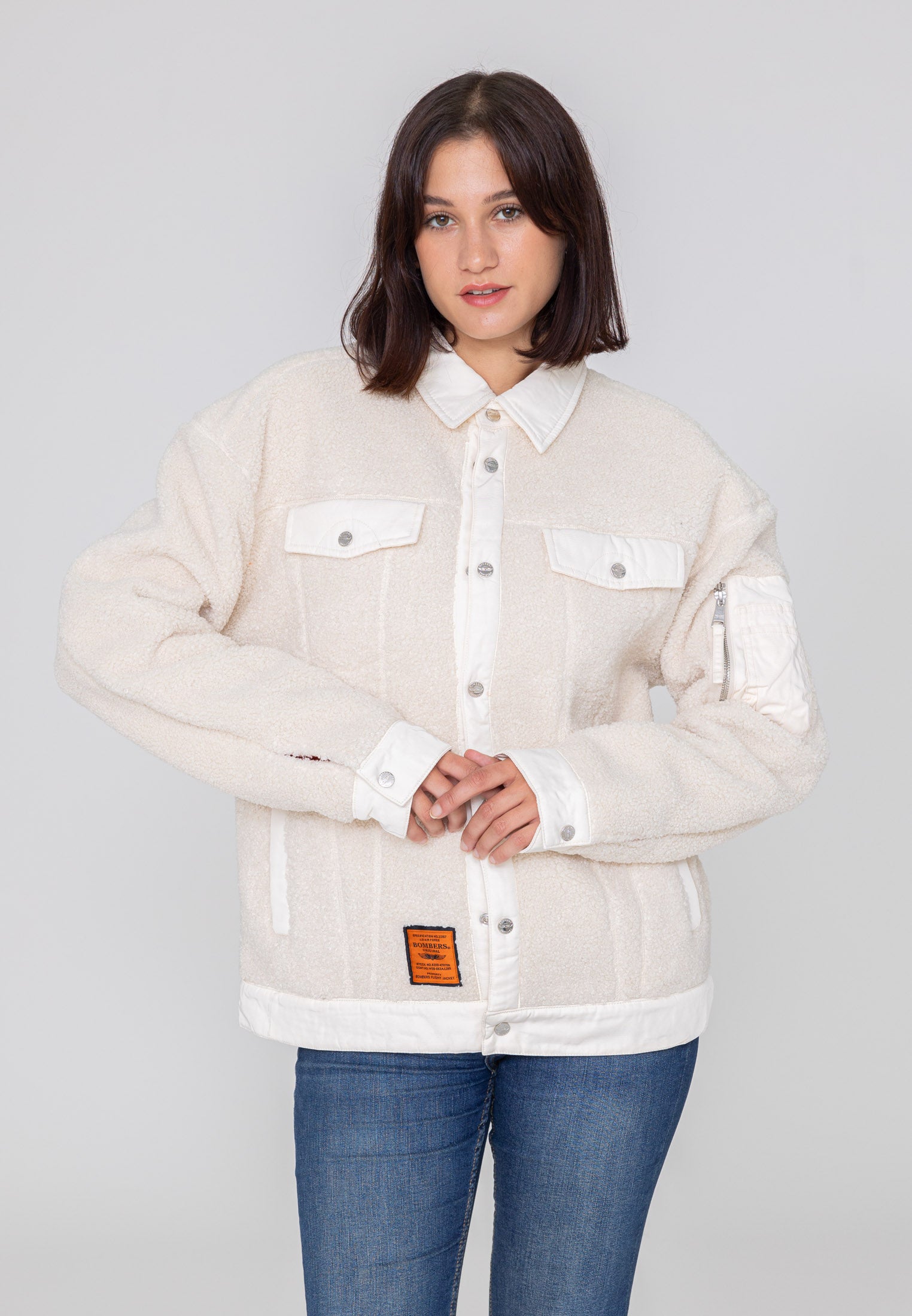 Saratoga U Sherpa jacket in Cream Jackets Bombers Original