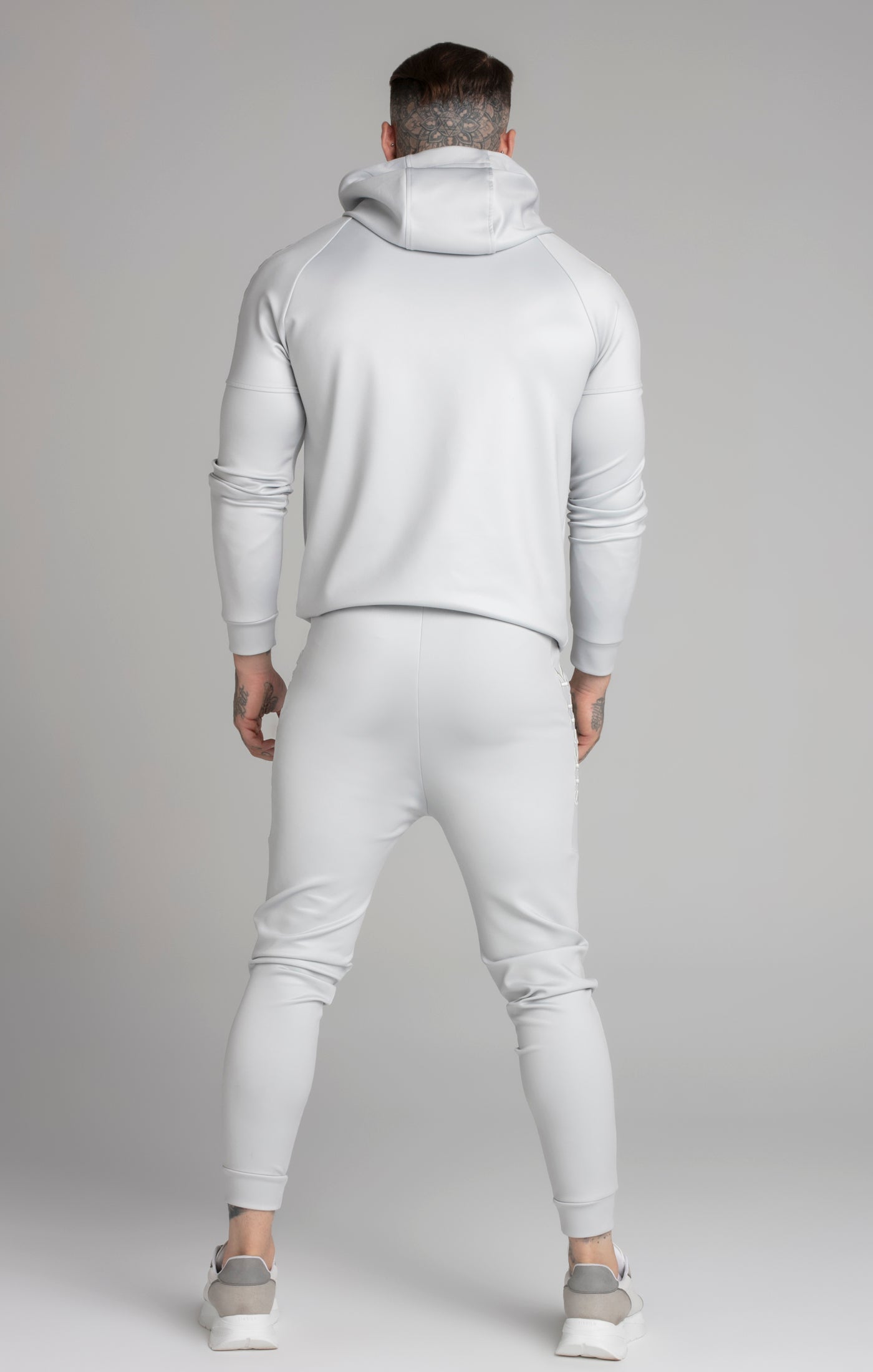 Embroidered Panel Cuffed Pant in Grey Pants SikSilk