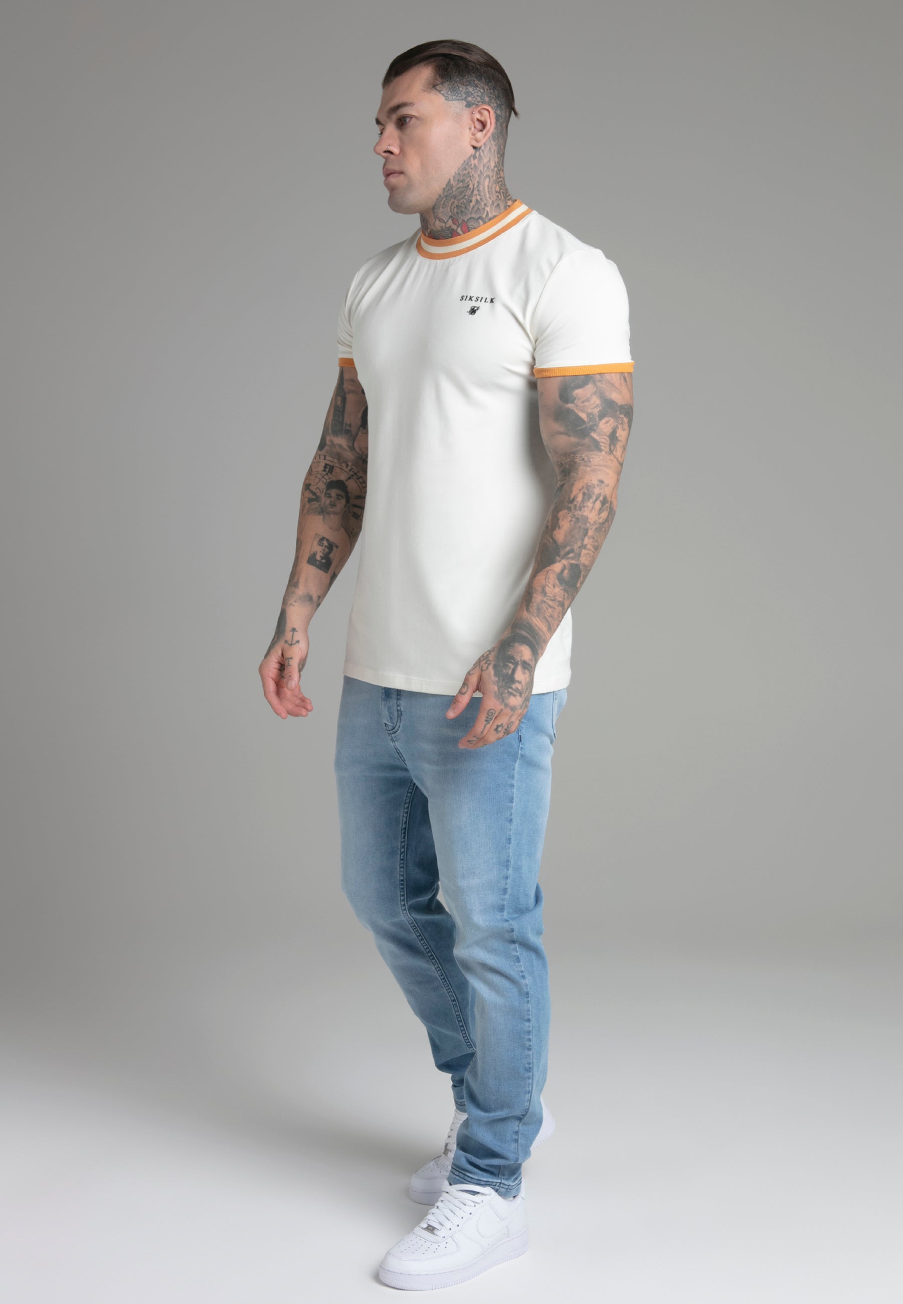 Wrestler T-Shirt in Ecru T-Shirts SikSilk