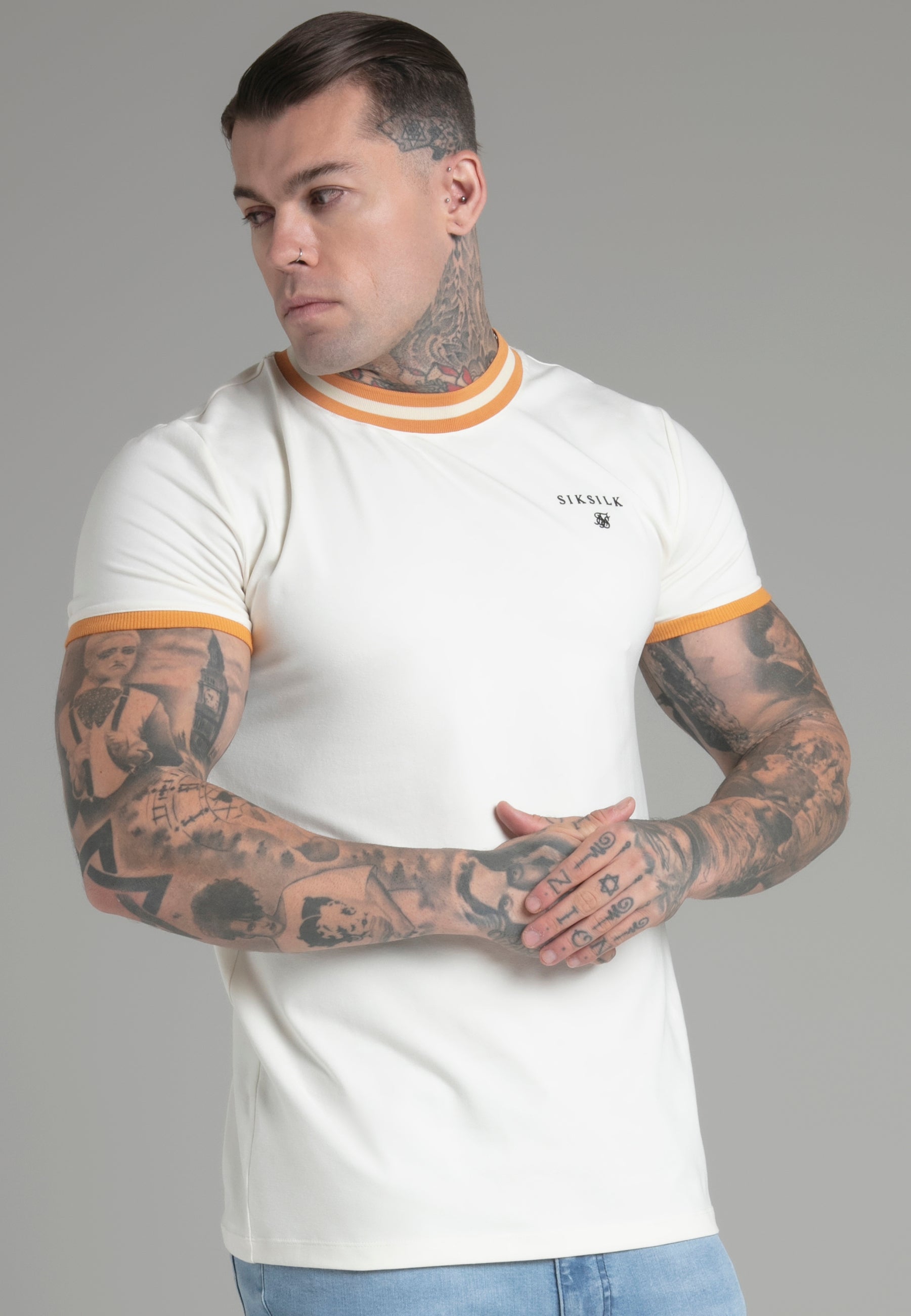 Wrestler T-Shirt in Ecru T-Shirts SikSilk