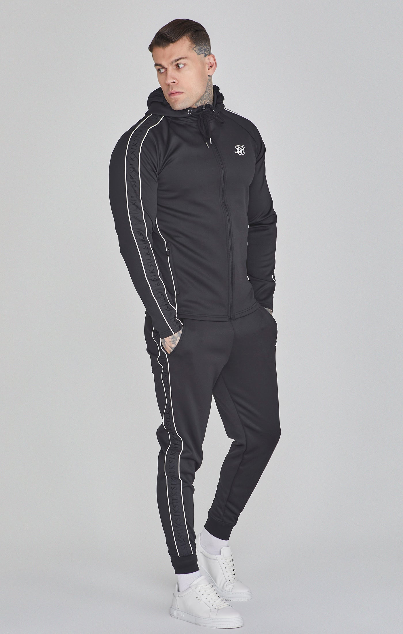 Hoodie and Joggers Set in Black Sets SikSilk