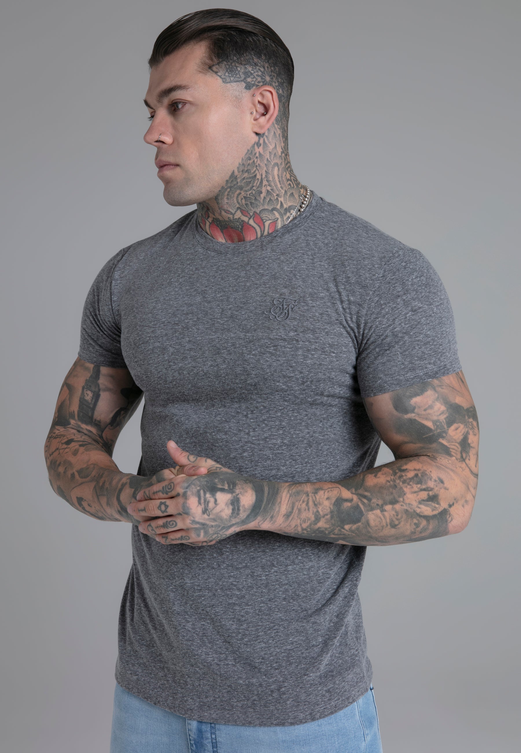 Marl T-Shirt in Dark Grey T-Shirts SikSilk