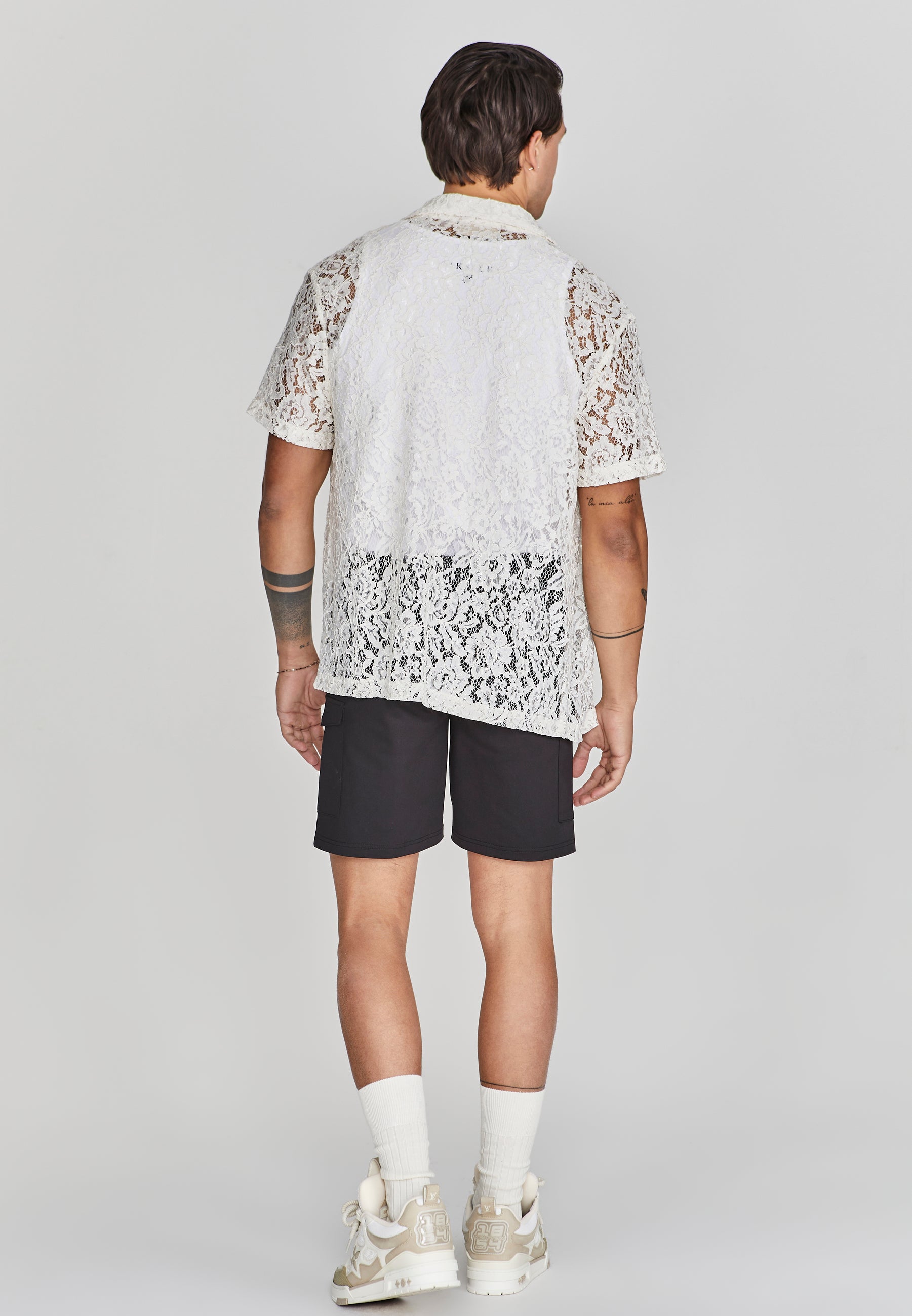 Lace Resort Shirt in Ecru Shirts SikSilk