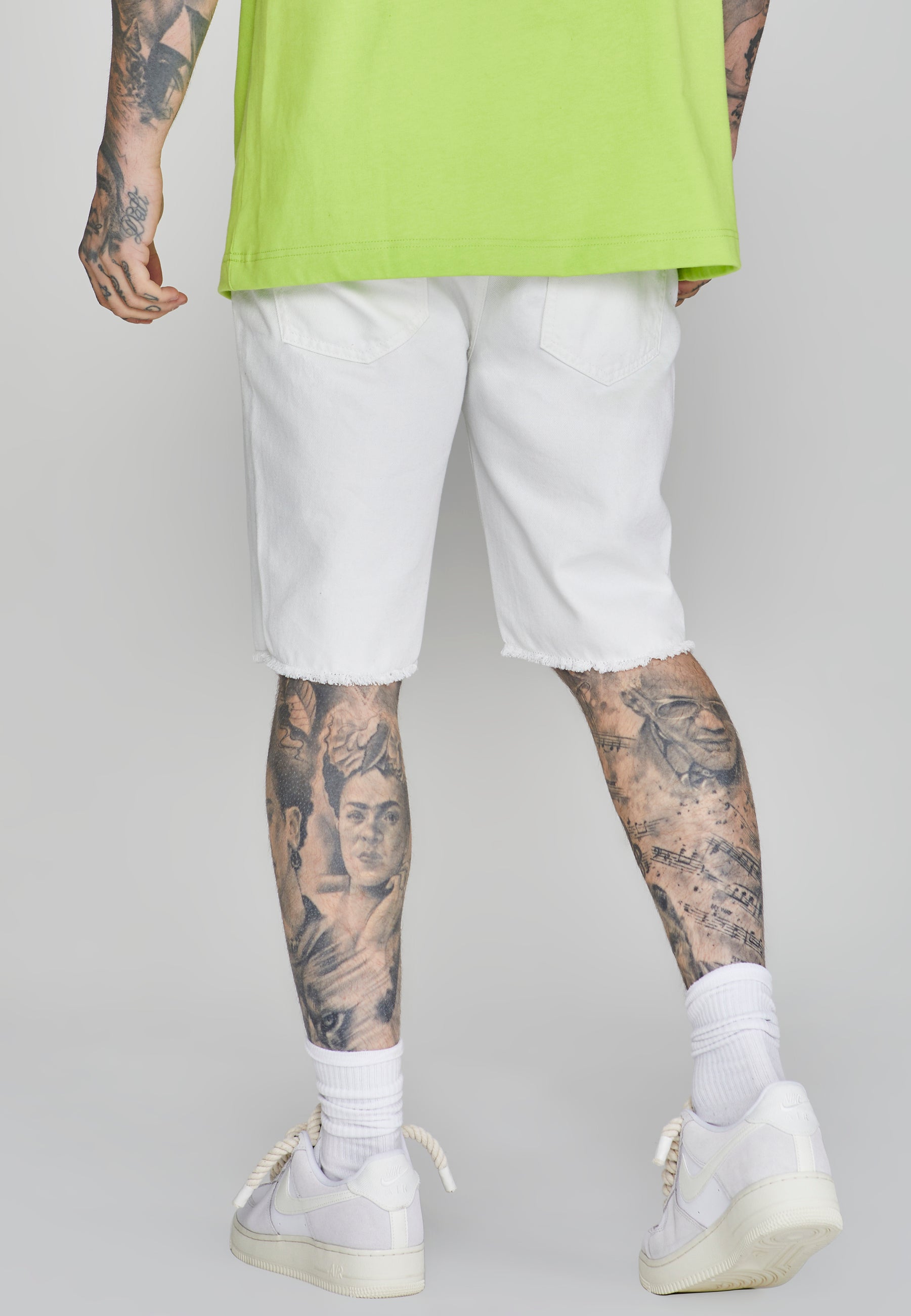 Denim shorts in white denim shorts SikSilk