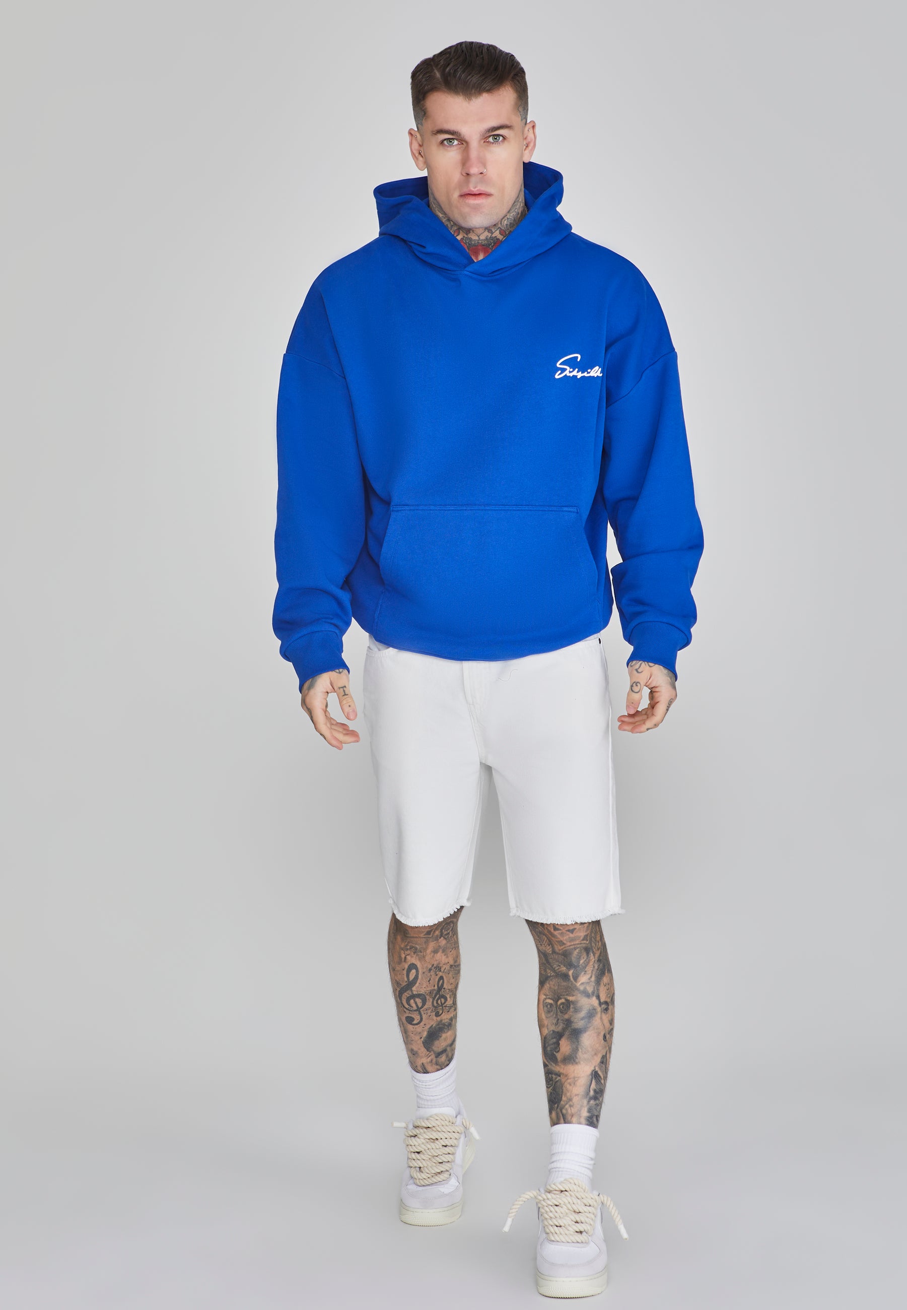 Script Hoodie in Blue Hoodie SikSilk
