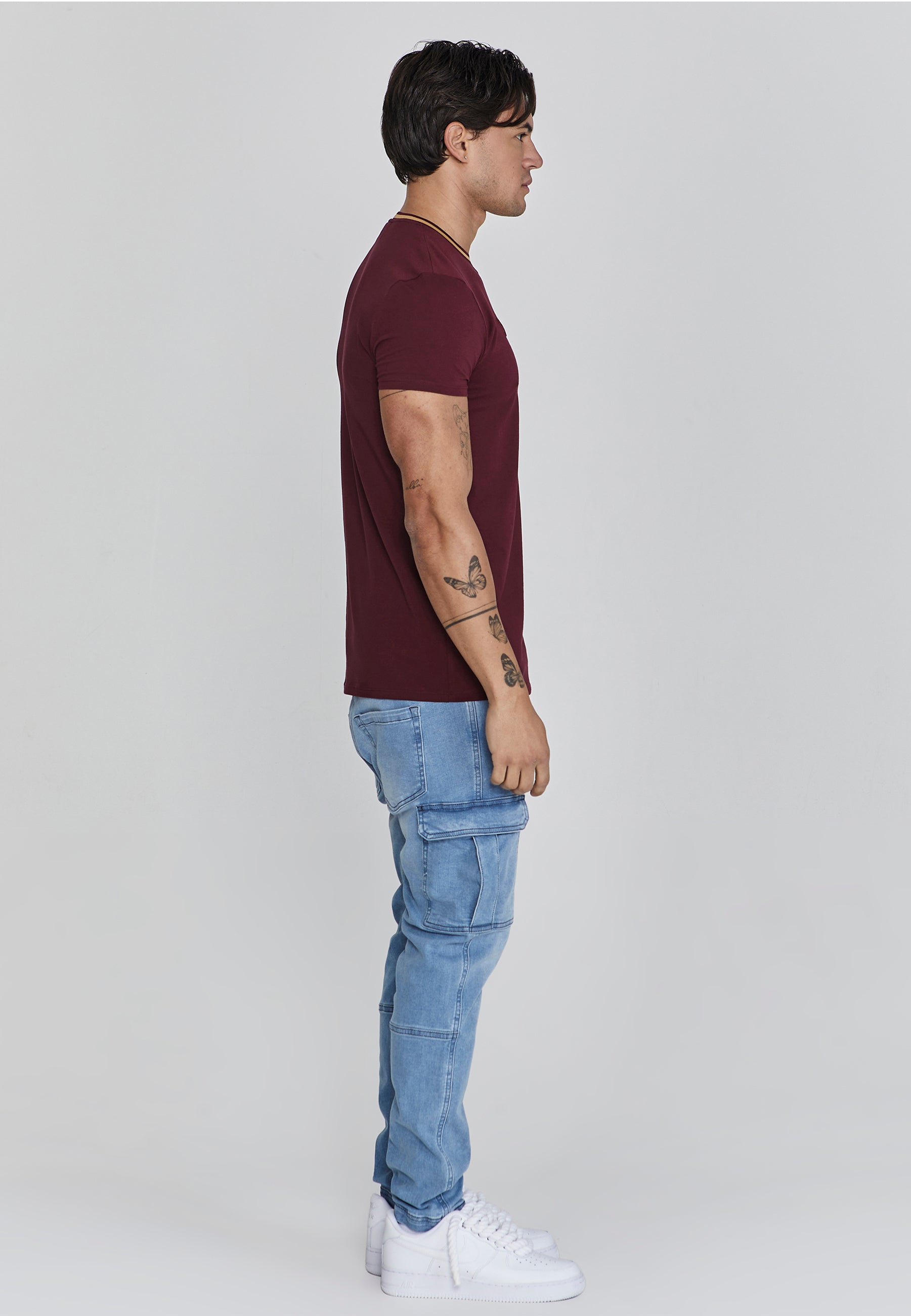 Muscle Fit T-Shirt in Burgundy T-Shirts SikSilk
