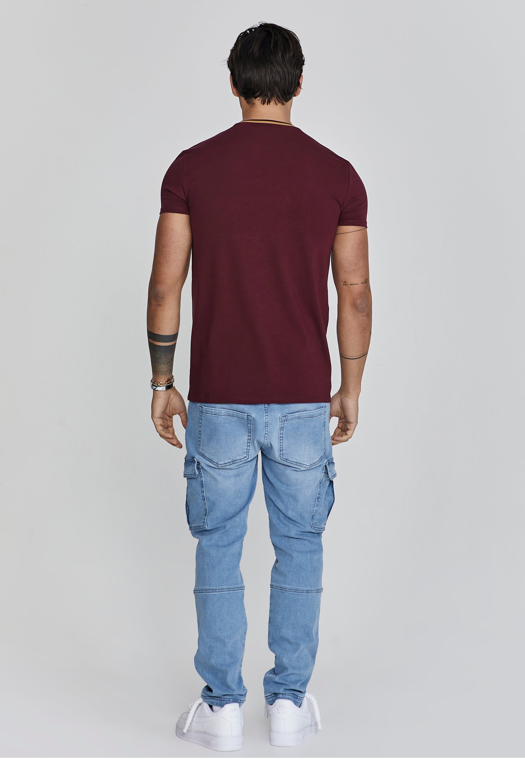 Muscle Fit T-Shirt in Burgundy T-Shirts SikSilk