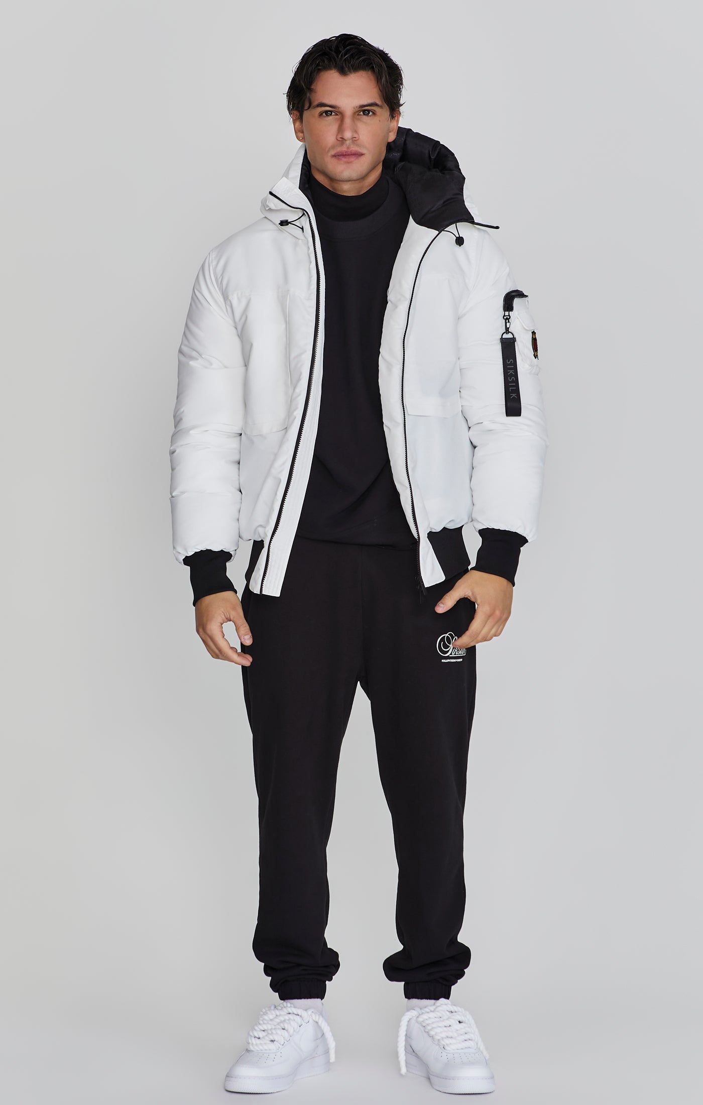 Bomber Jacket in White Jackets SikSilk