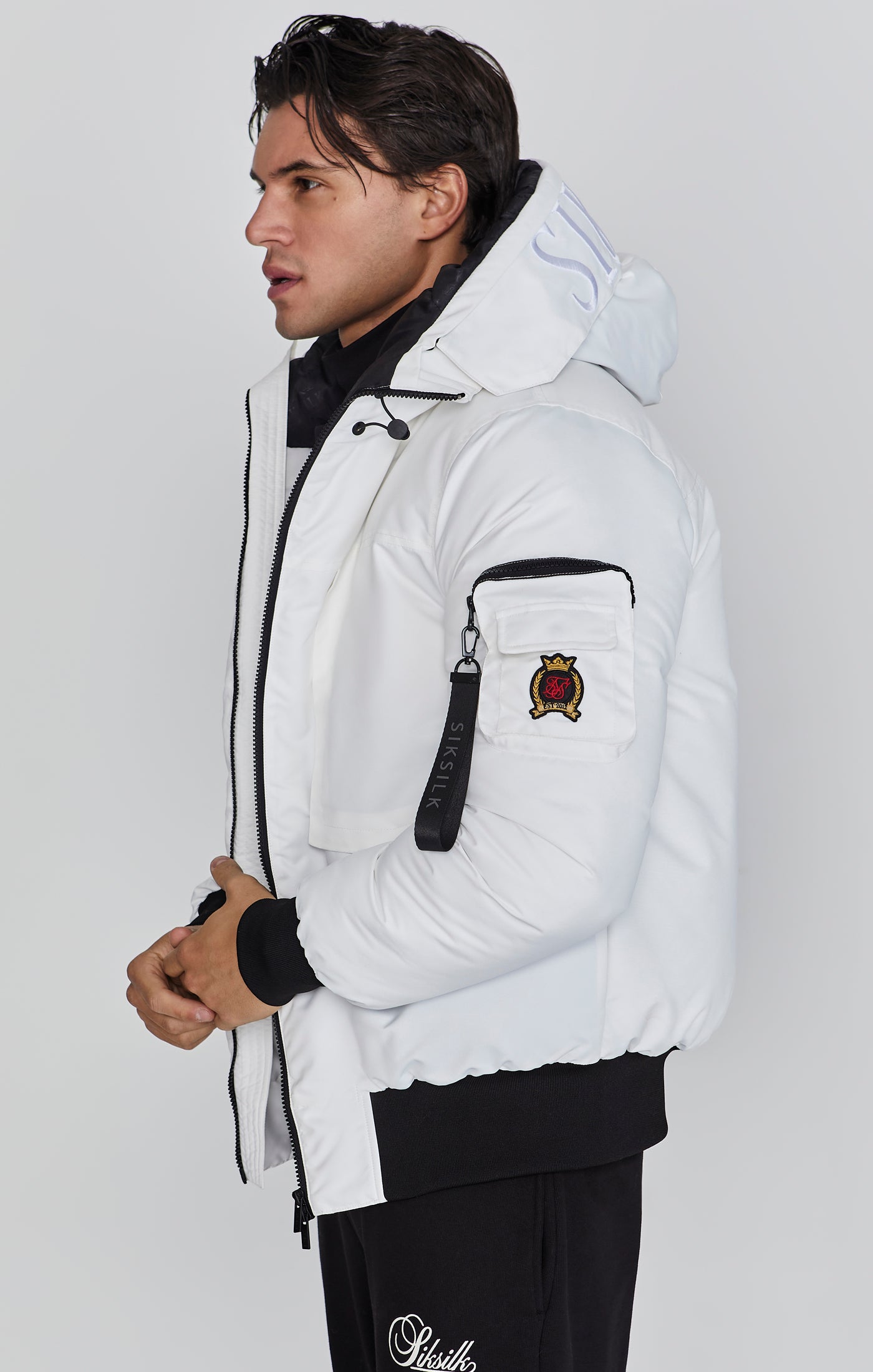 Bomber Jacket in White Jackets SikSilk