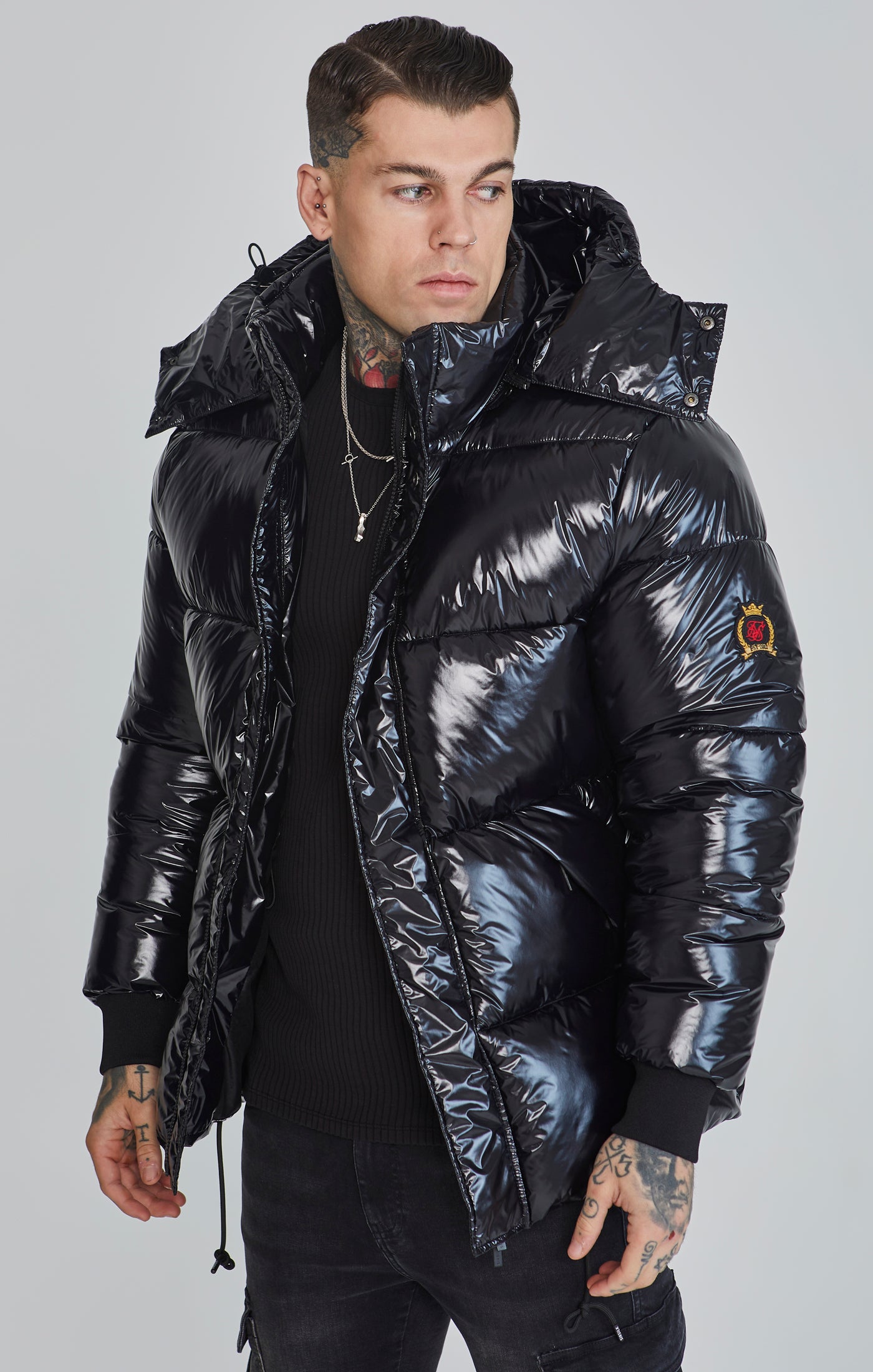 Puffer Parka Jacket Siksilk Fur Hood Padded Jacket Siksilk Puffer
