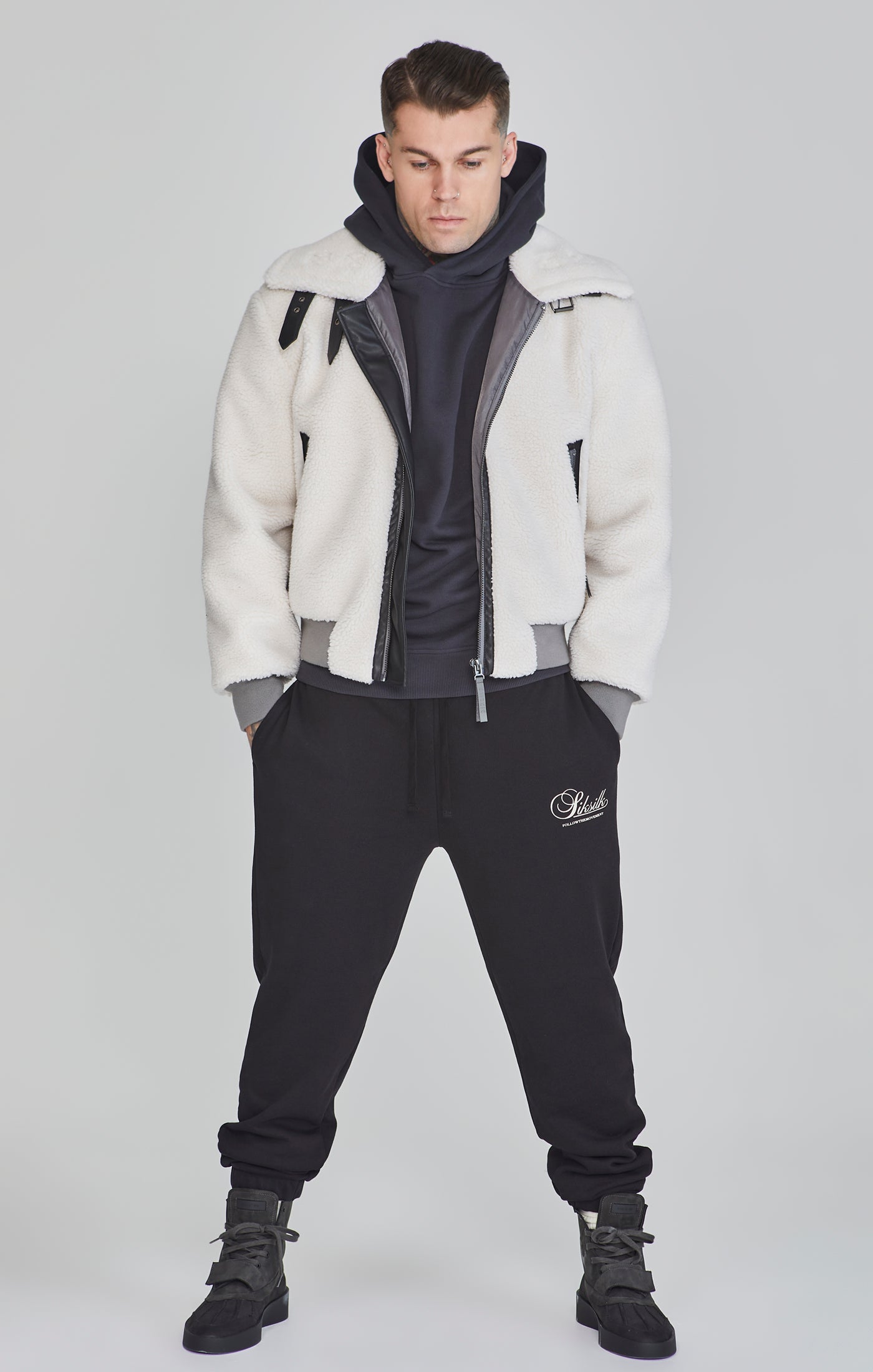 Bomber Jacket in Ecru Jackets SikSilk