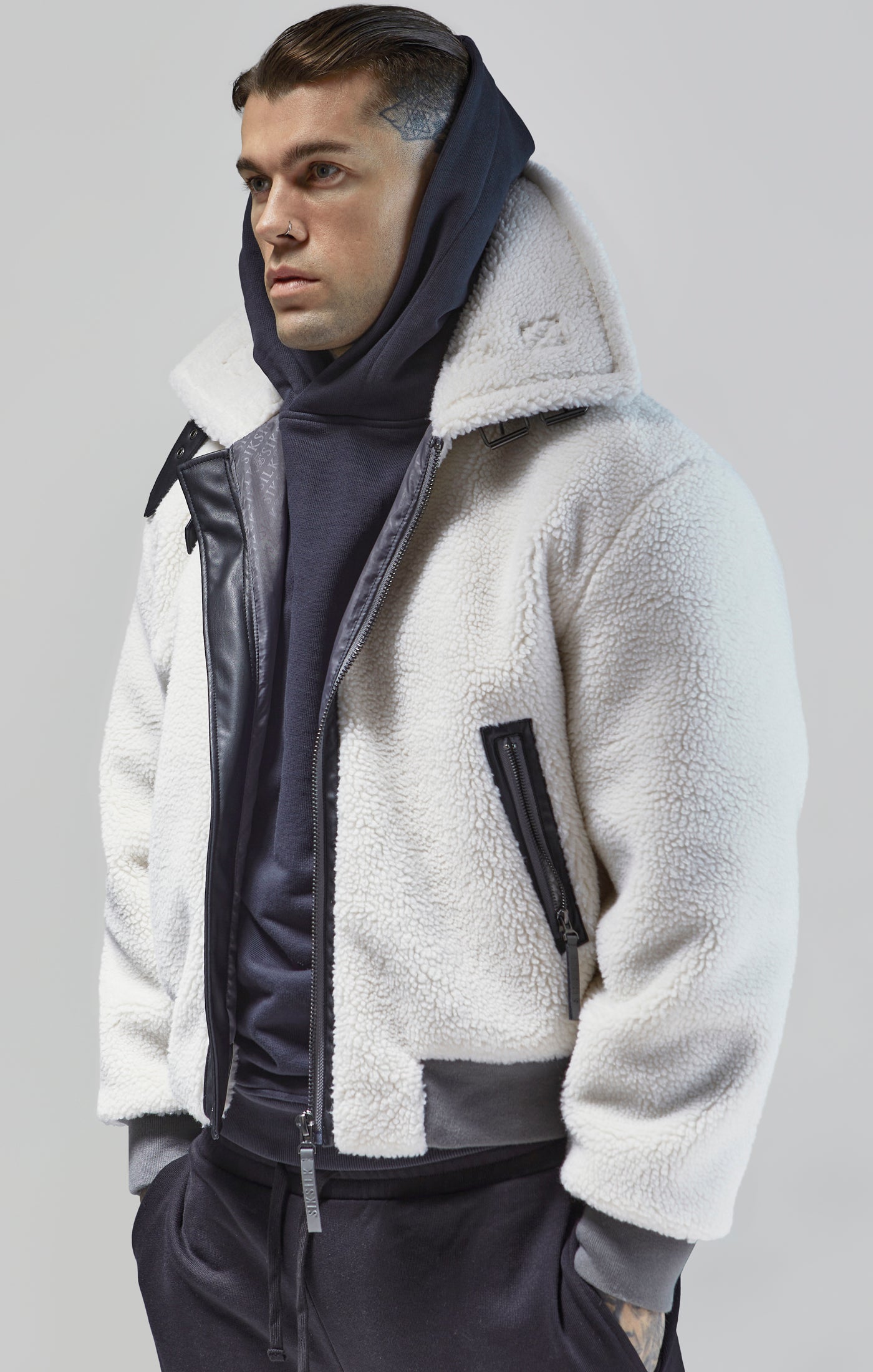 Bomber Jacket in Ecru Jackets SikSilk