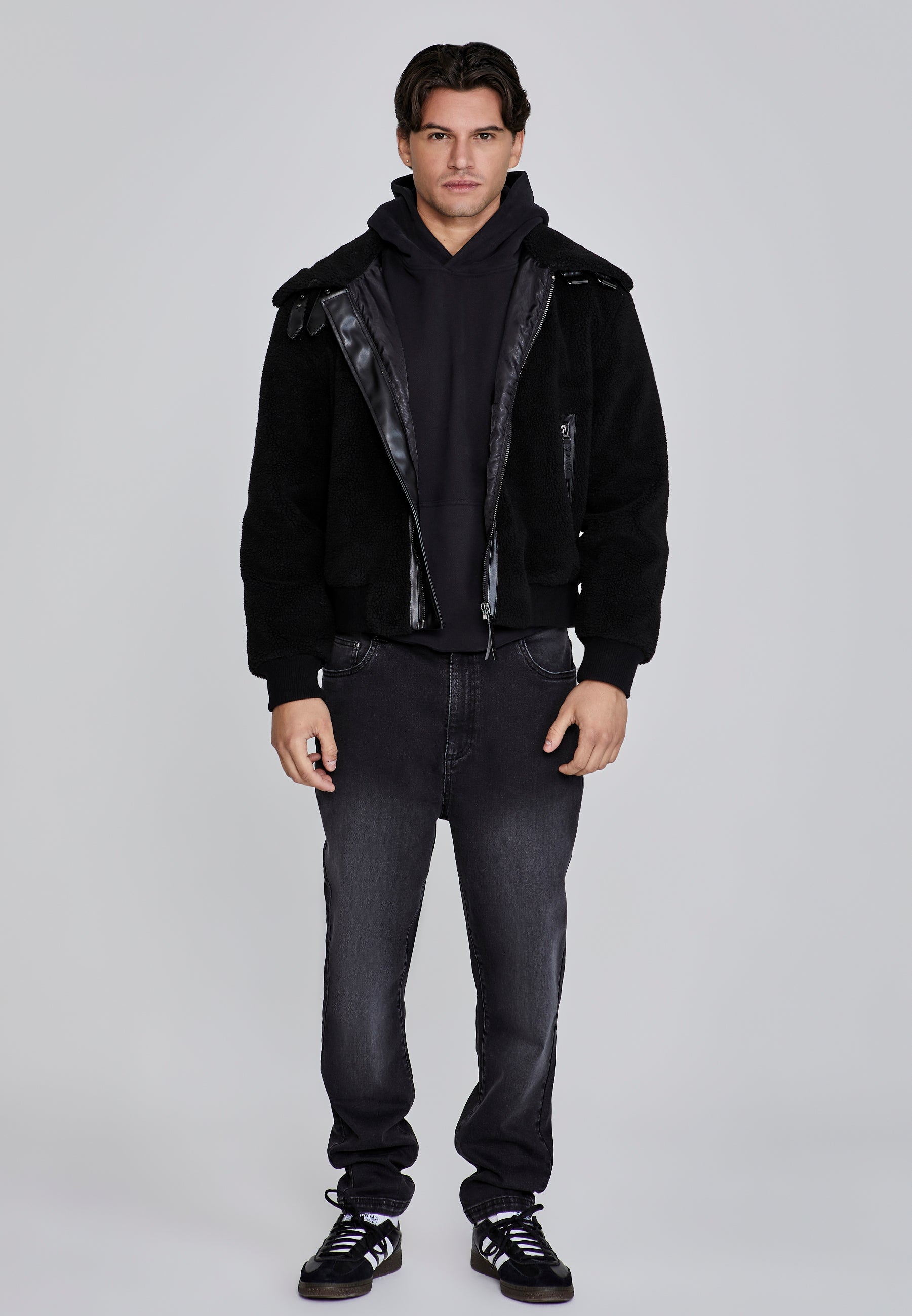 Sherpa Bomber Jacket in Black Jackets SikSilk