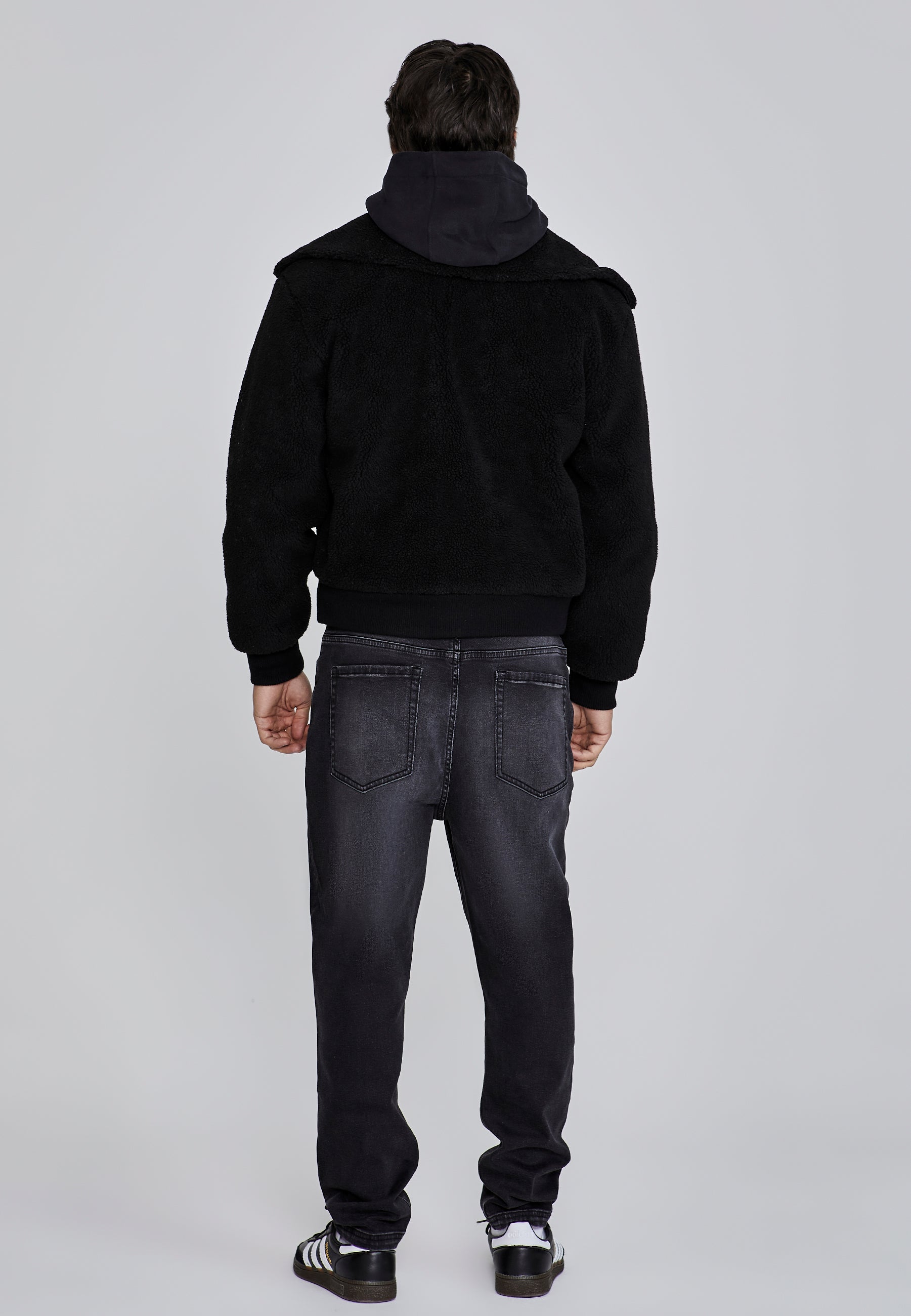 Sherpa Bomber Jacket in Black Jackets SikSilk
