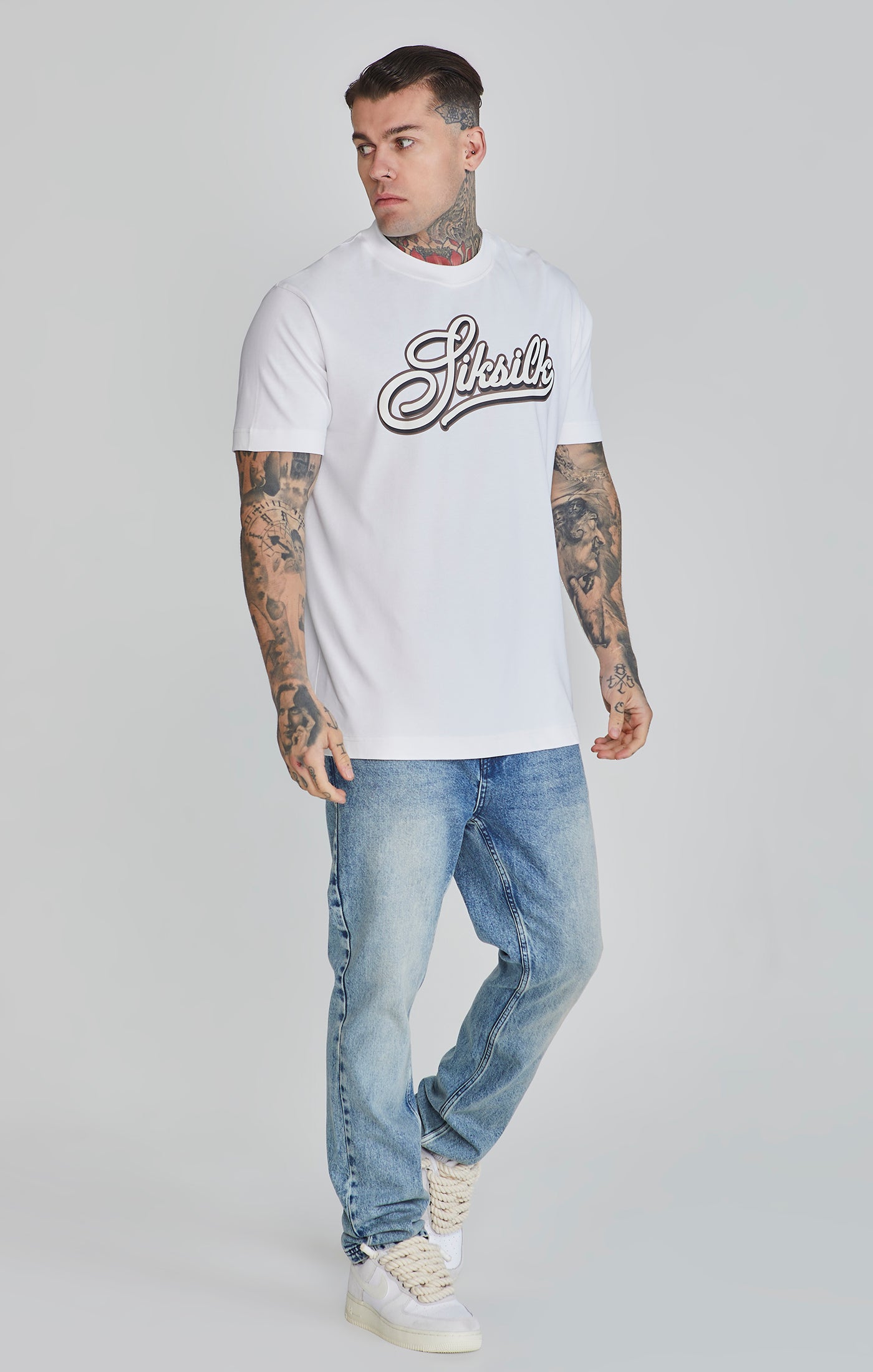 Logo T-Shirt in White T-Shirts SikSilk