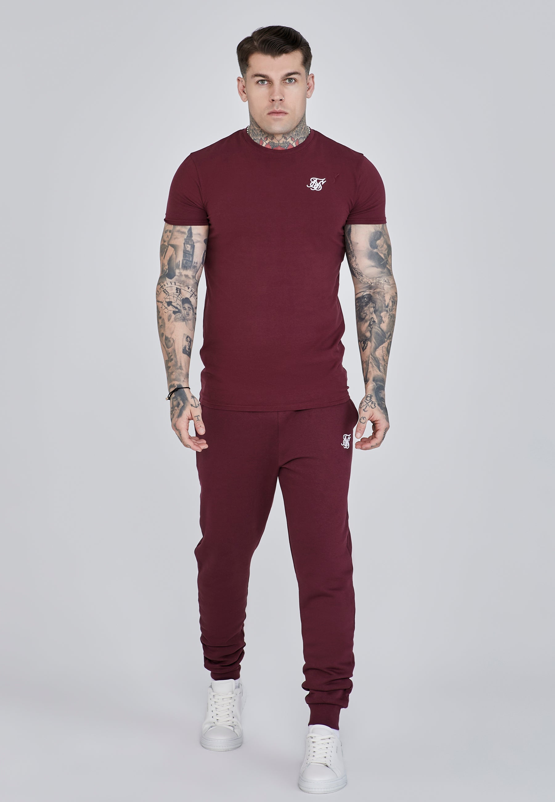 Essentials Joggers in Burgundy Pants SikSilk