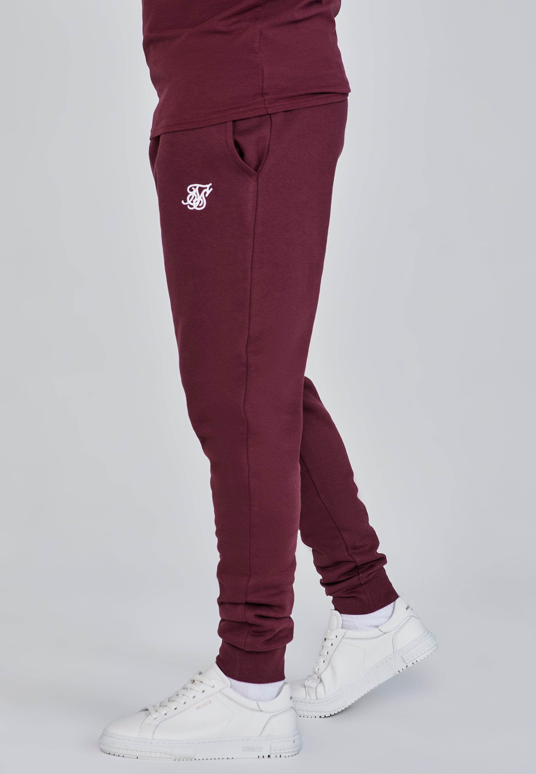 Essentials Joggers in Burgundy Pants SikSilk