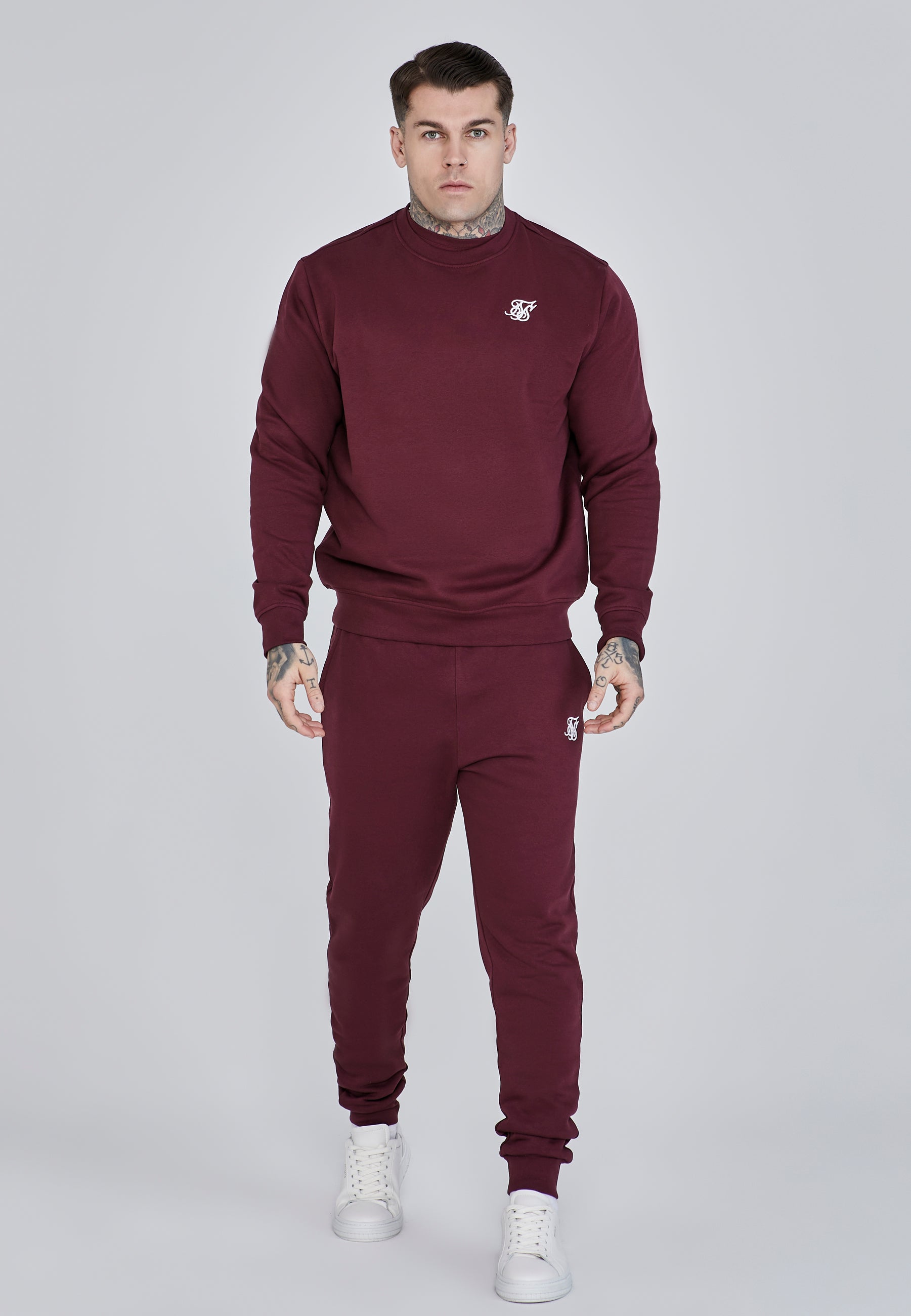 Essentials Sweater in Burgundy Sweatshirts SikSilk