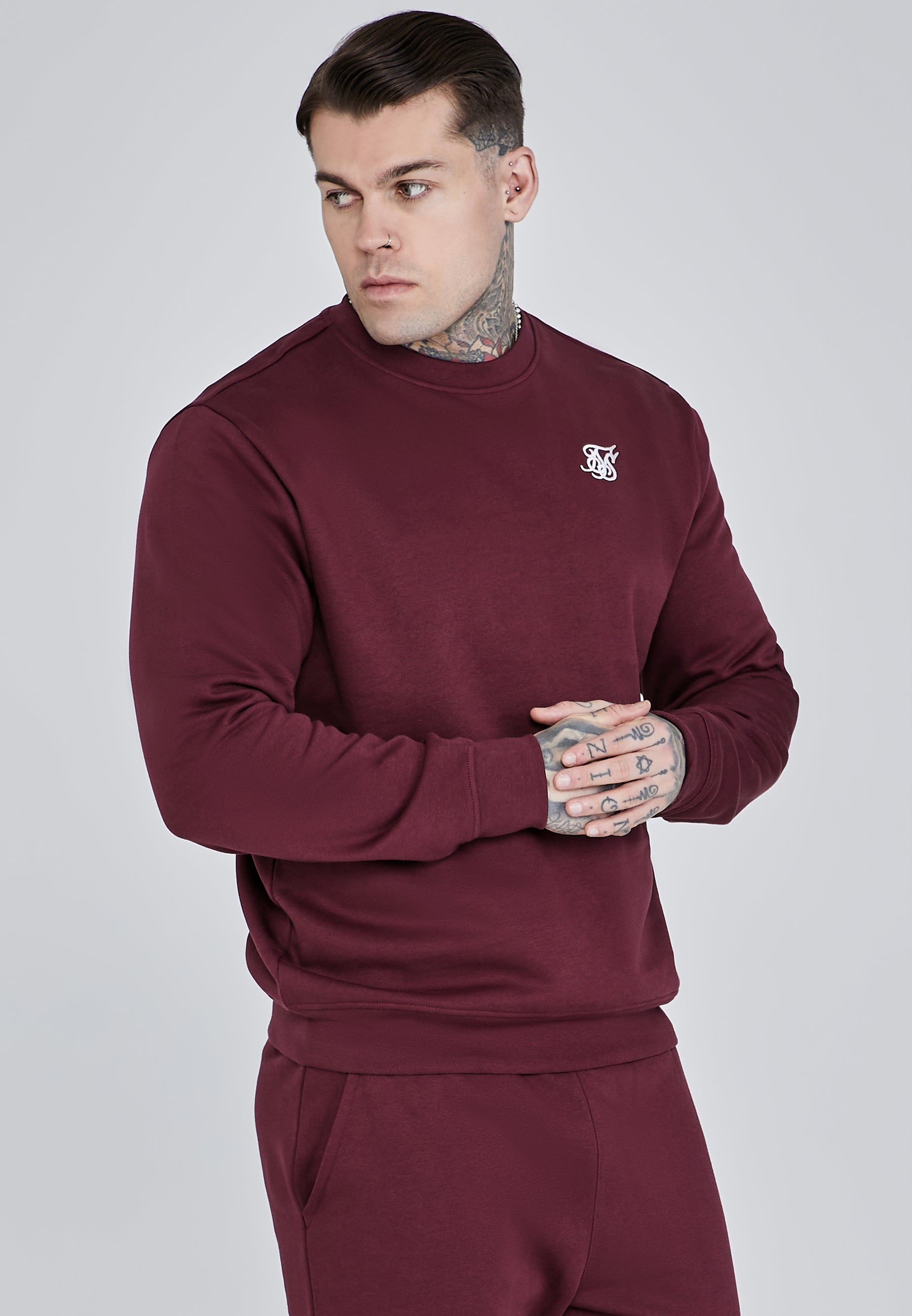 Essentials Sweater in Burgundy Sweatshirts SikSilk
