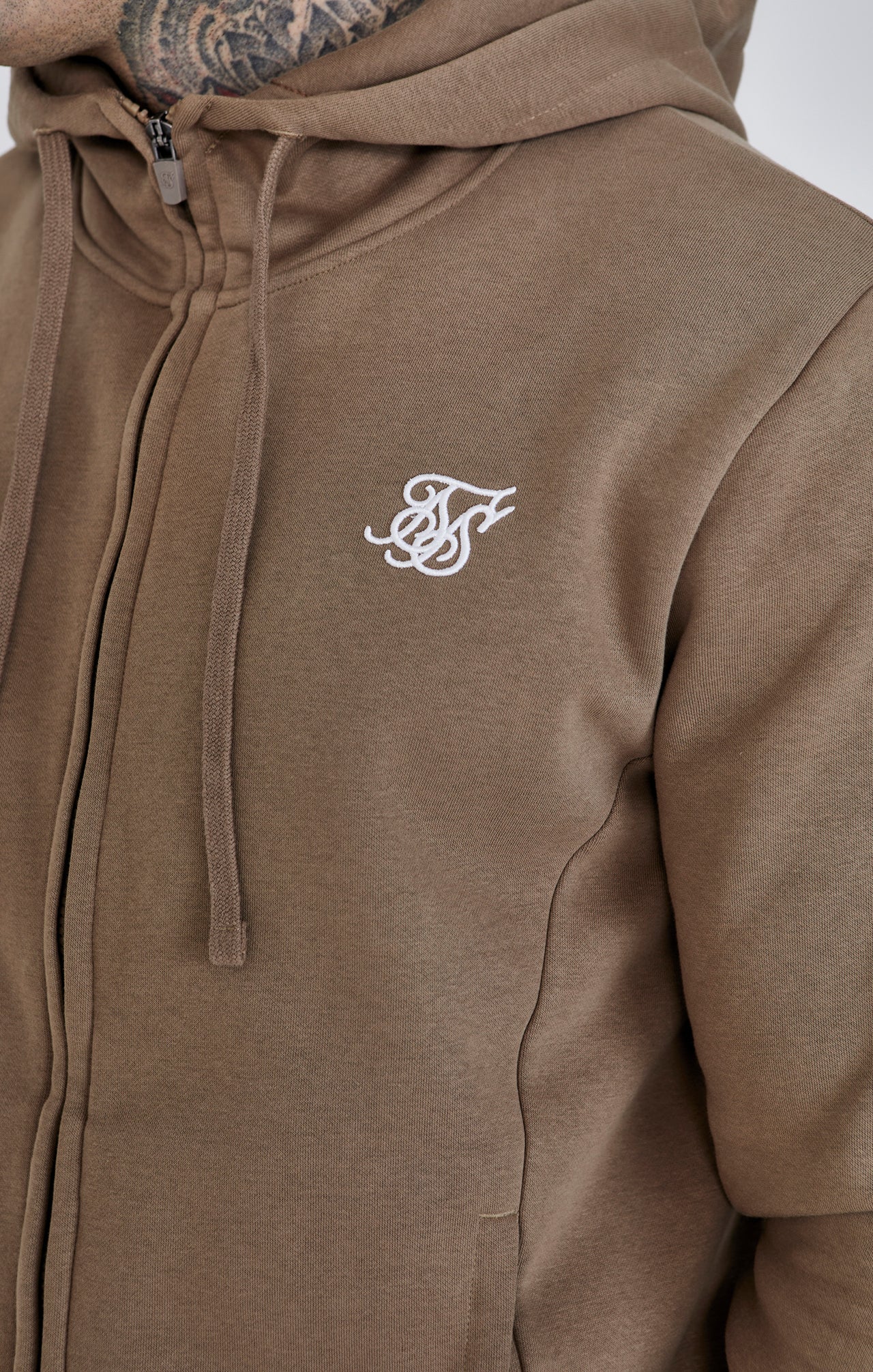 Essentials Full Zip Hoodie in Brown Hoodie SikSilk