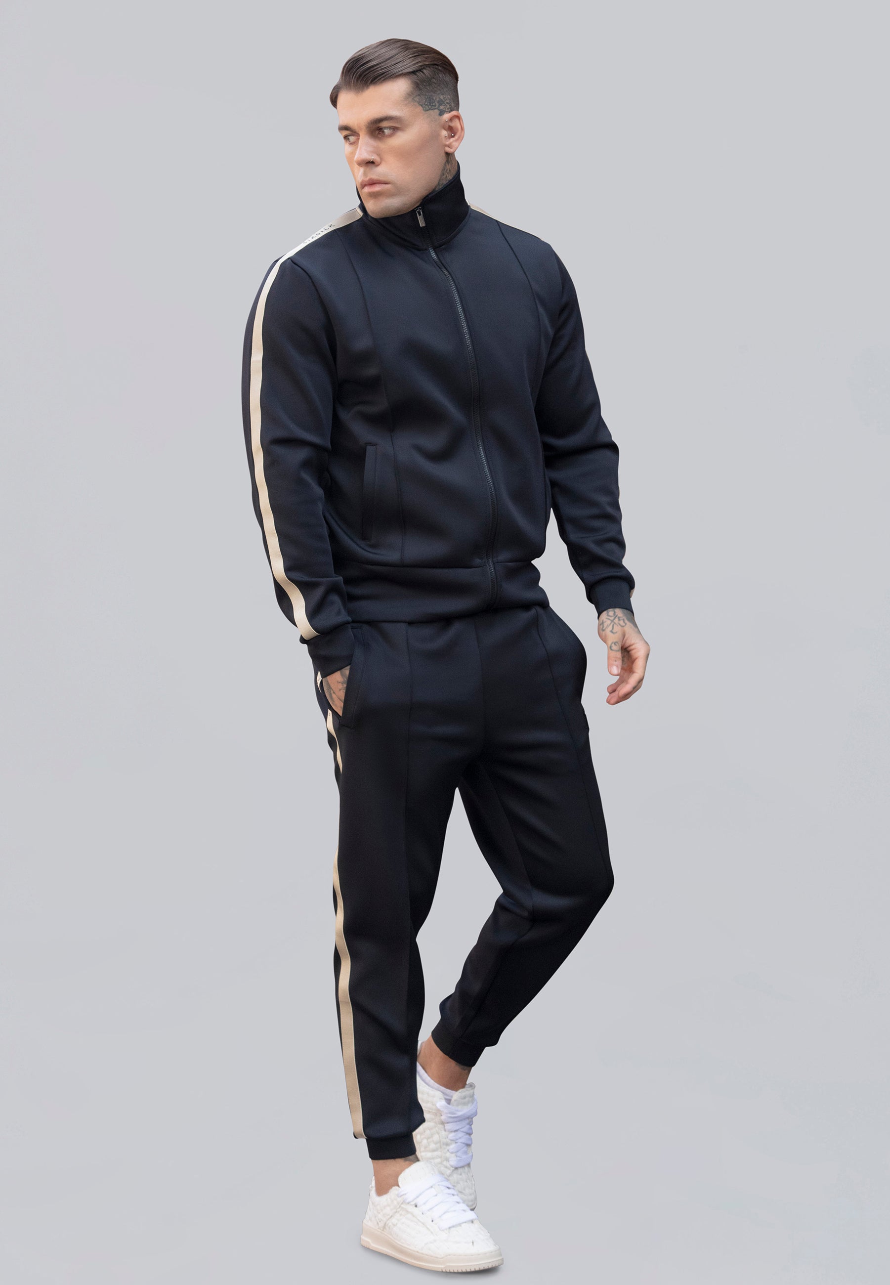 Track Top in Black Sweat Jackets SikSilk