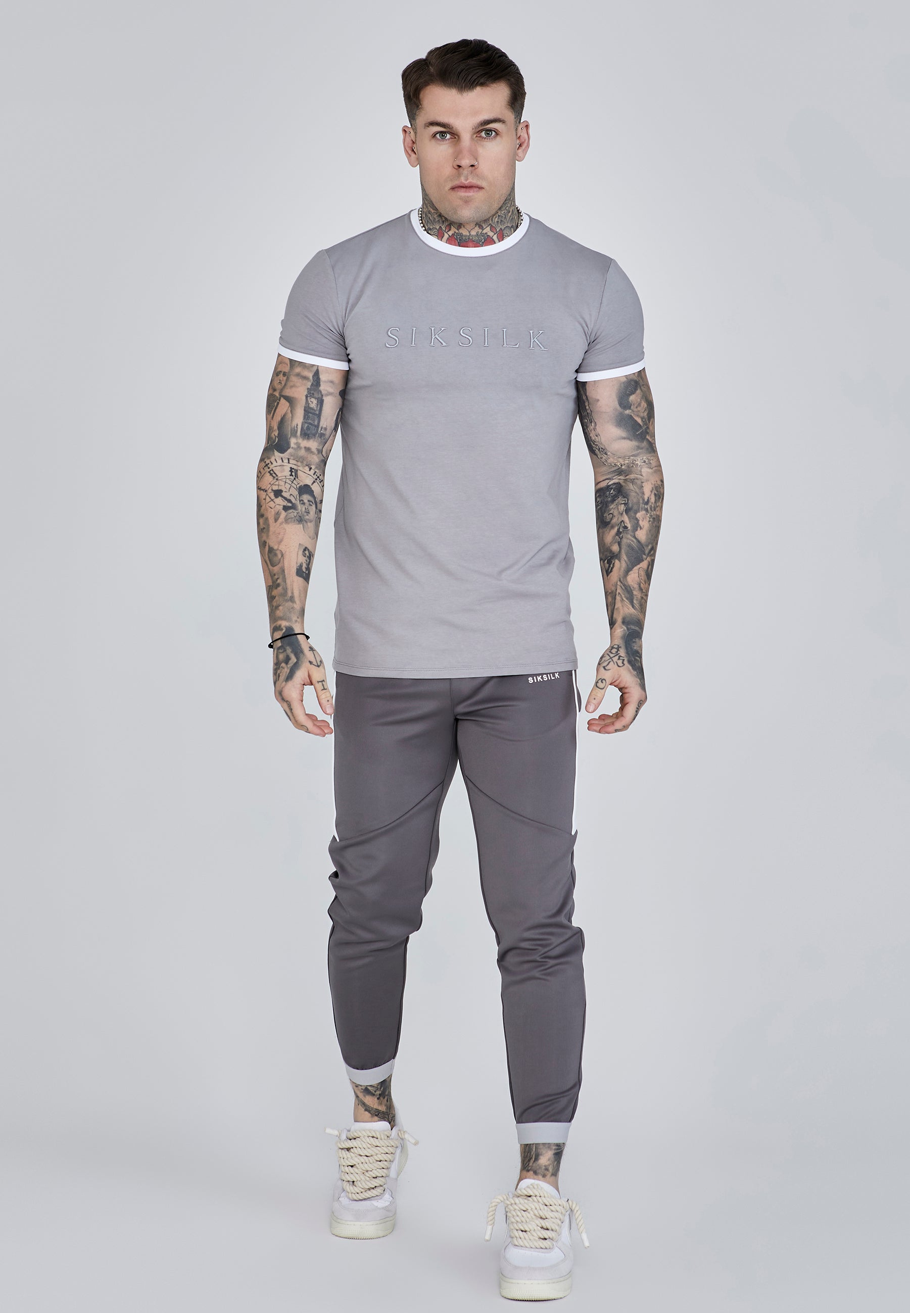 Ringer T-Shirt in Grey T-Shirts SikSilk