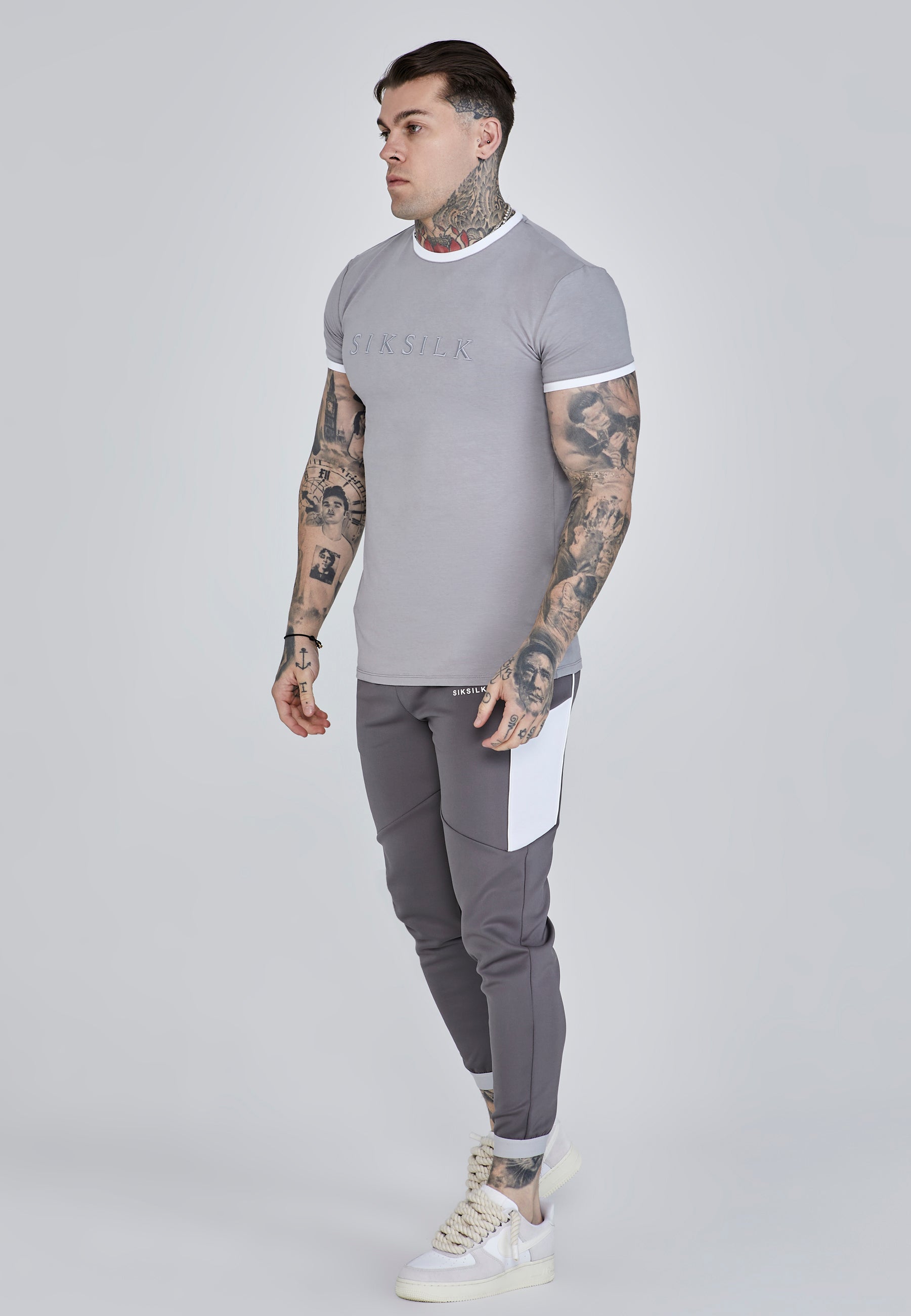 Ringer T-Shirt in Grey T-Shirts SikSilk