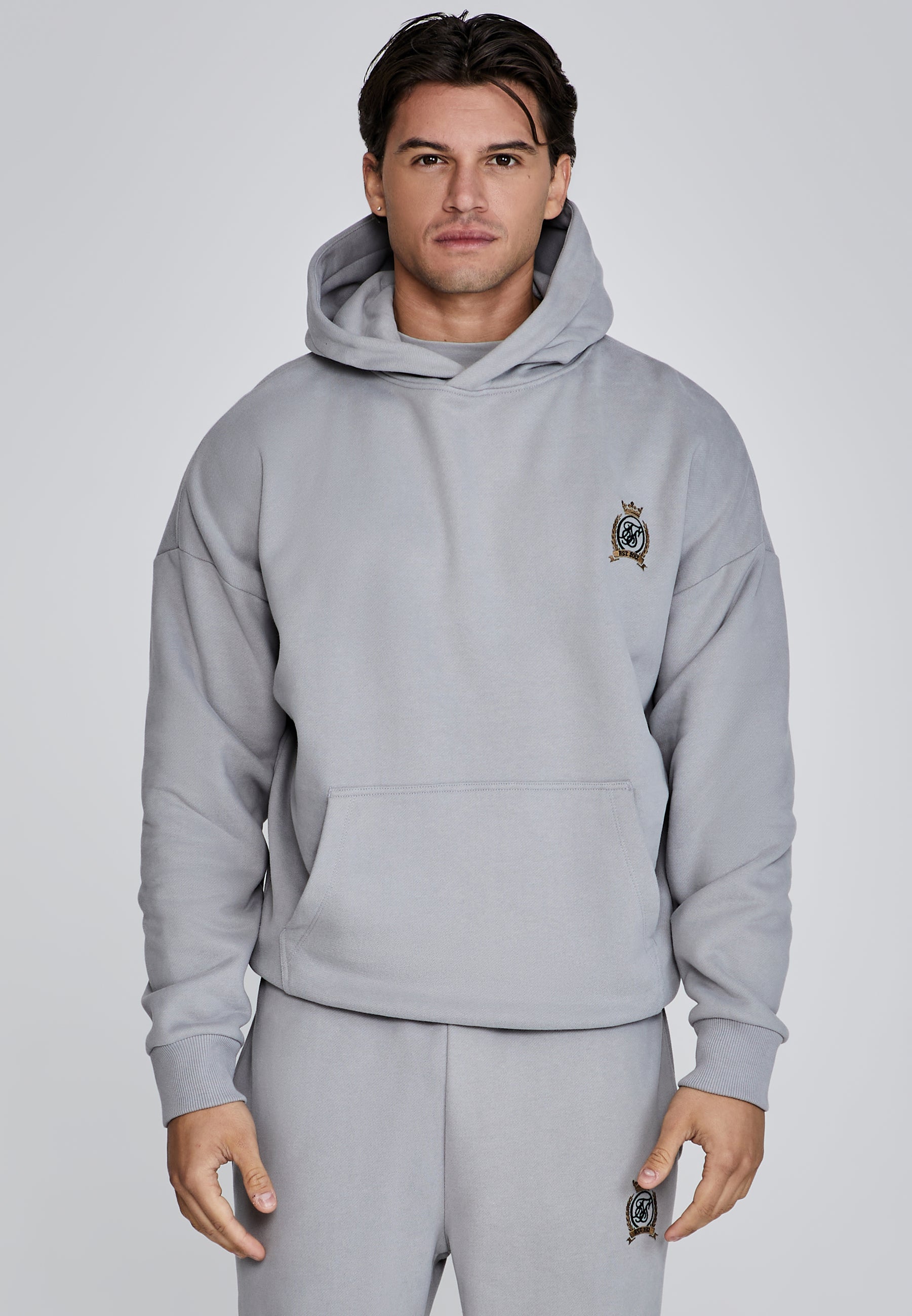 Pullover Hoodie in Grey Hoodie SikSilk