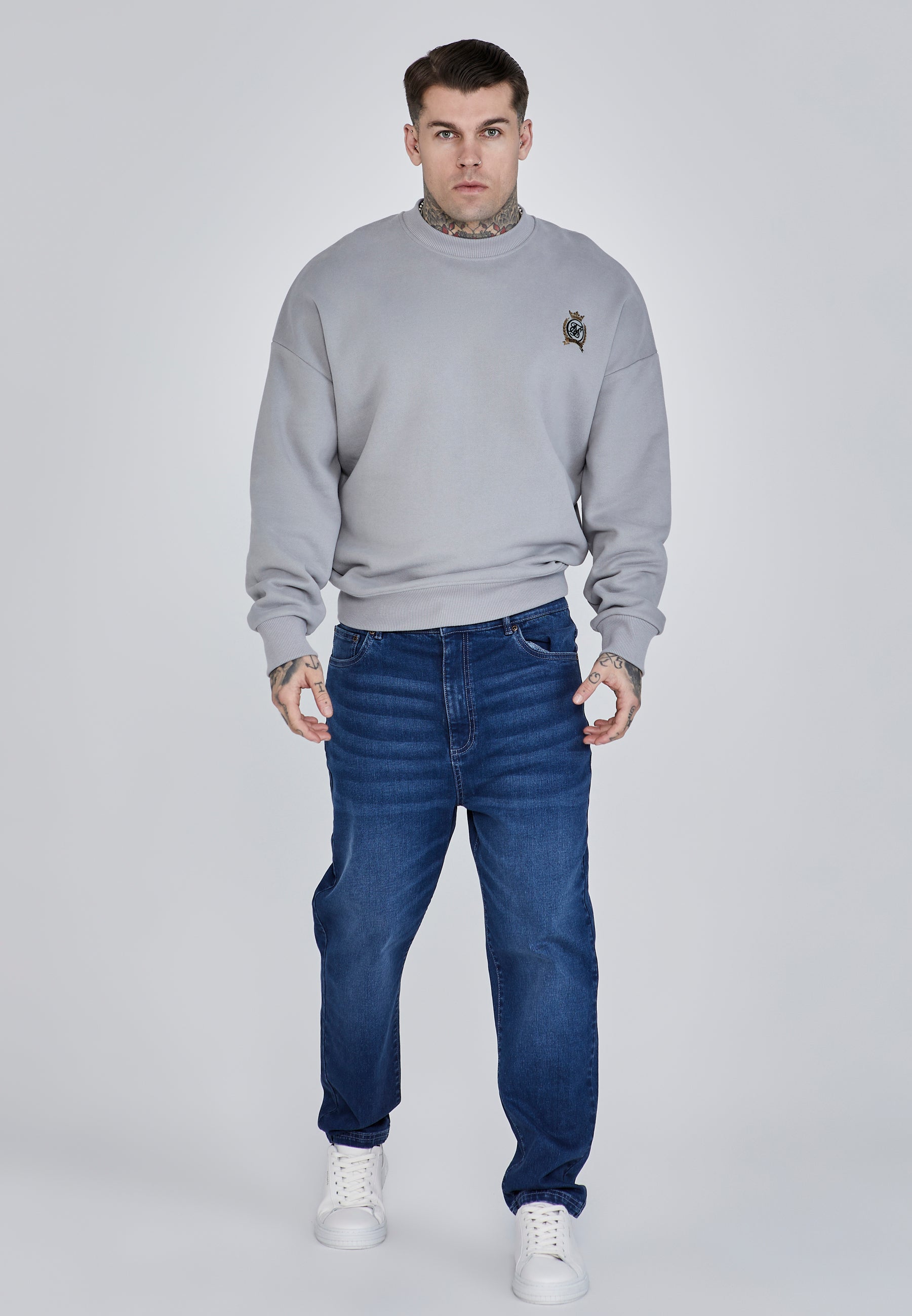 Oversized Sweater in Grey Sweatshirts SikSilk