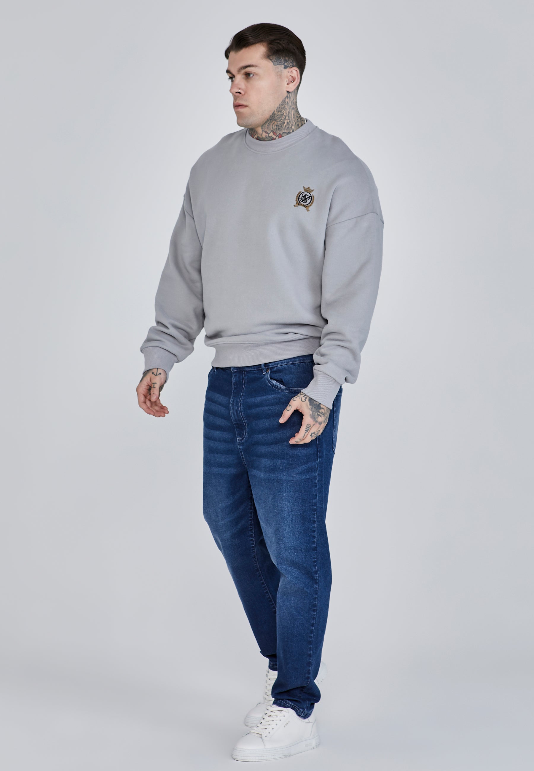 Oversized Sweater in Grey Sweatshirts SikSilk