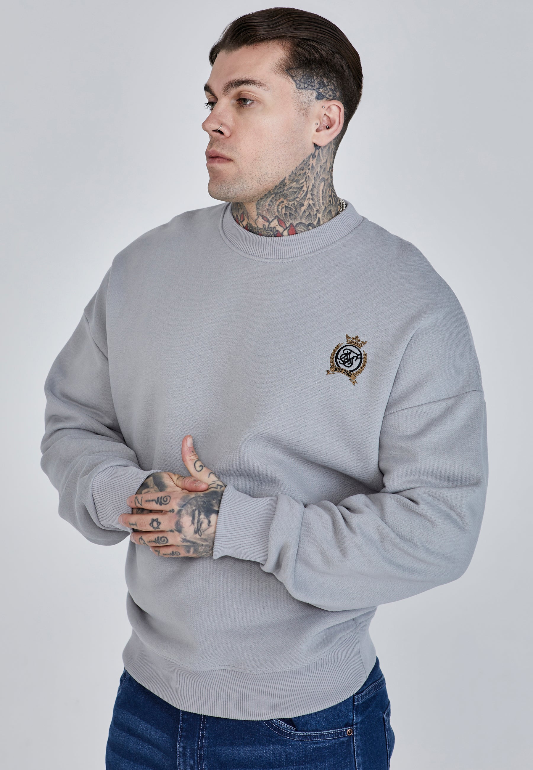 Oversized Sweater in Grey Sweatshirts SikSilk