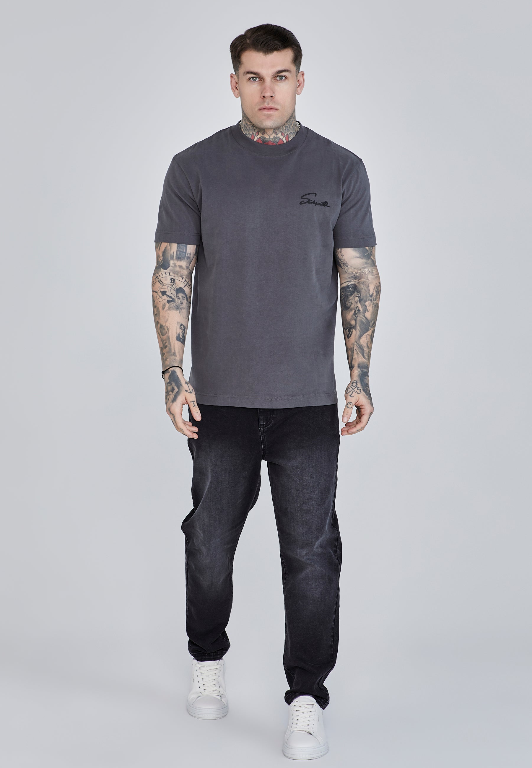 Script T-Shirt in Grey T-Shirts SikSilk