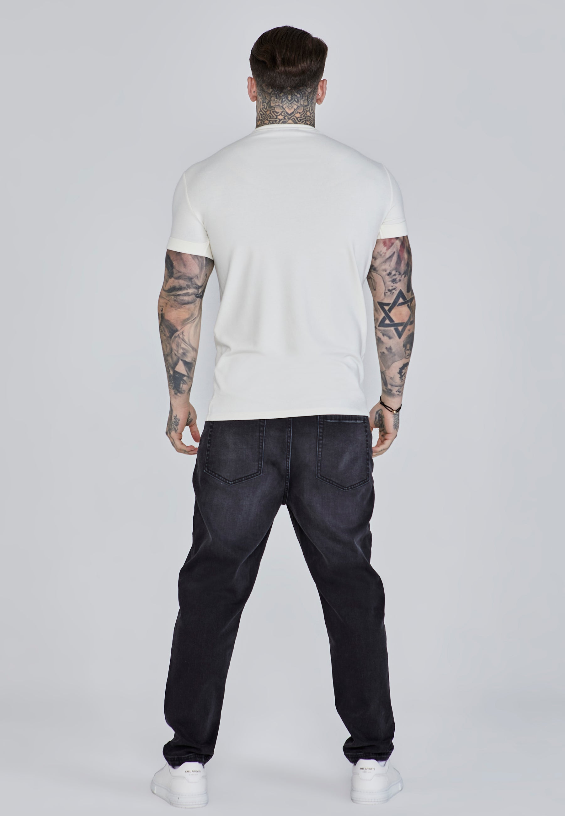 Roll Sleeve T-Shirt in Ecru T-Shirts SikSilk