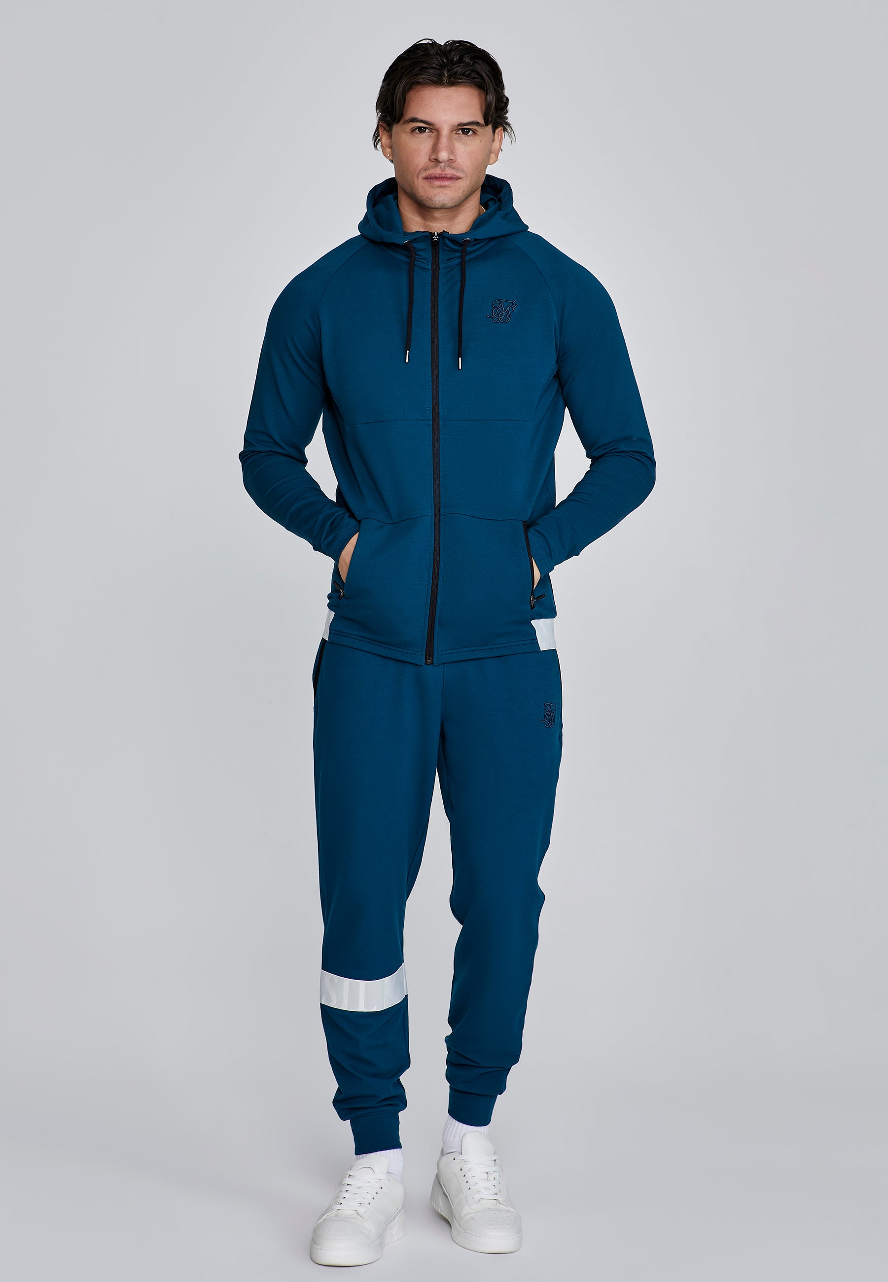 Full Zip Hoodie in Blue Sweat Jackets SikSilk