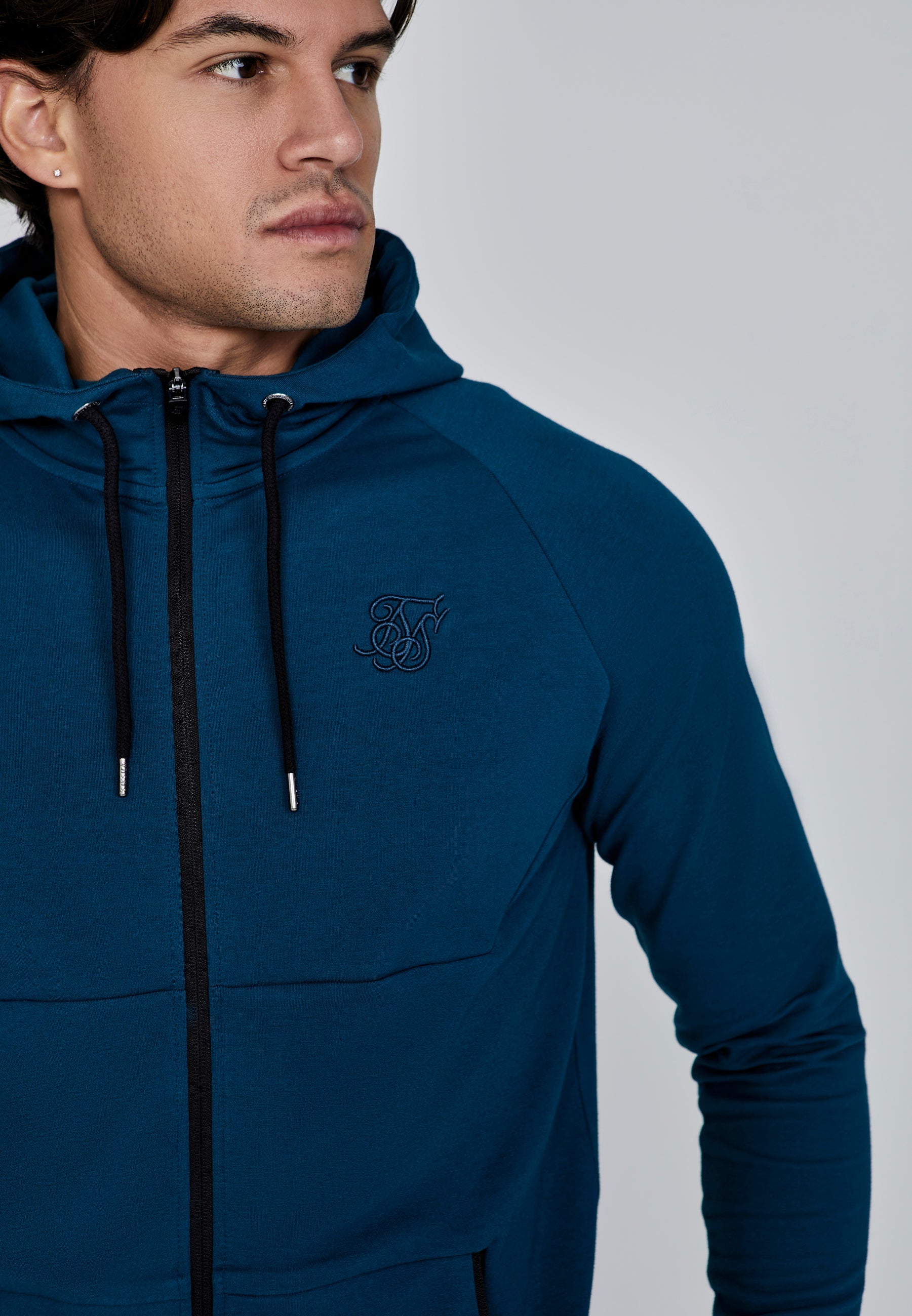Full Zip Hoodie in Blue Sweat Jackets SikSilk