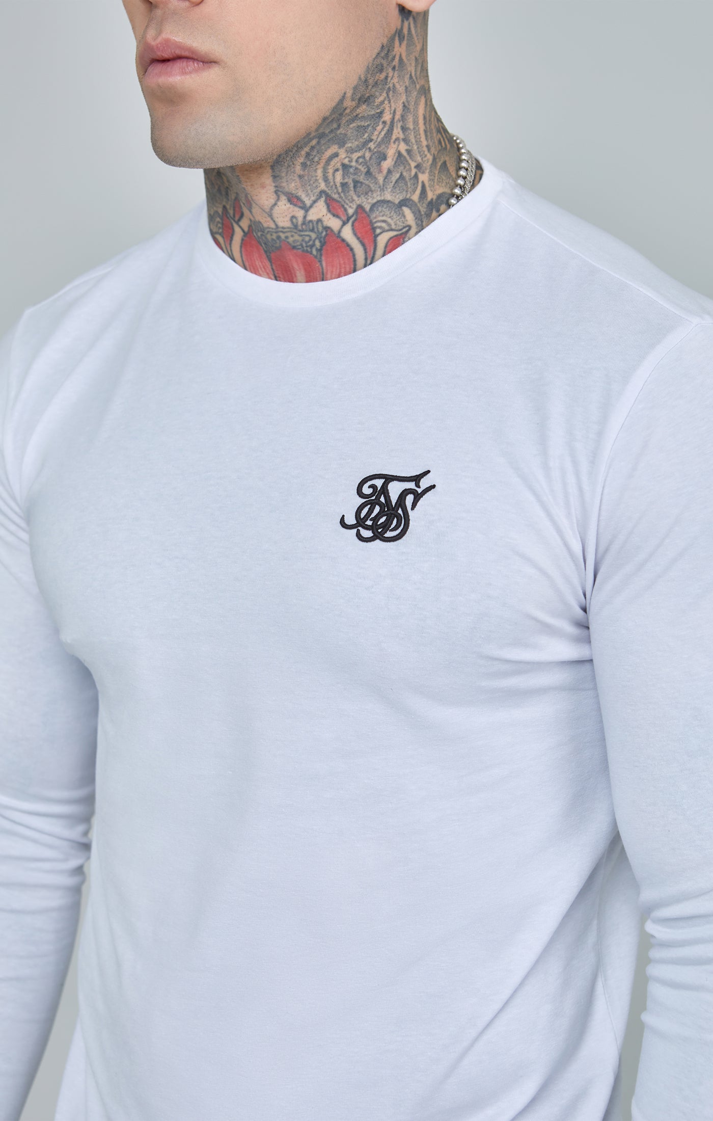 Essentials Long Sleeve T-Shirt in White T-Shirts SikSilk