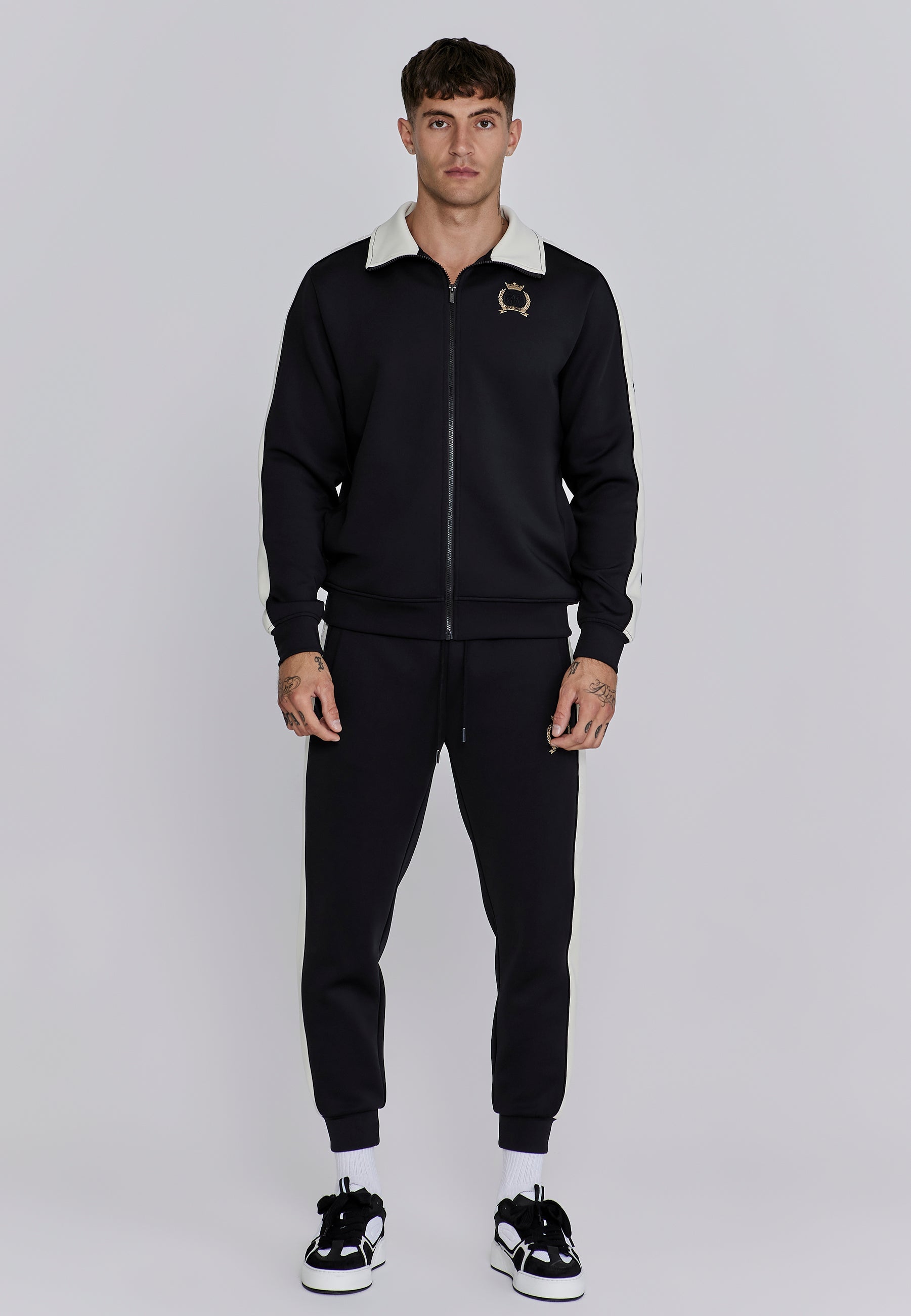 Crest Track Top in Black Sweat Jackets SikSilk