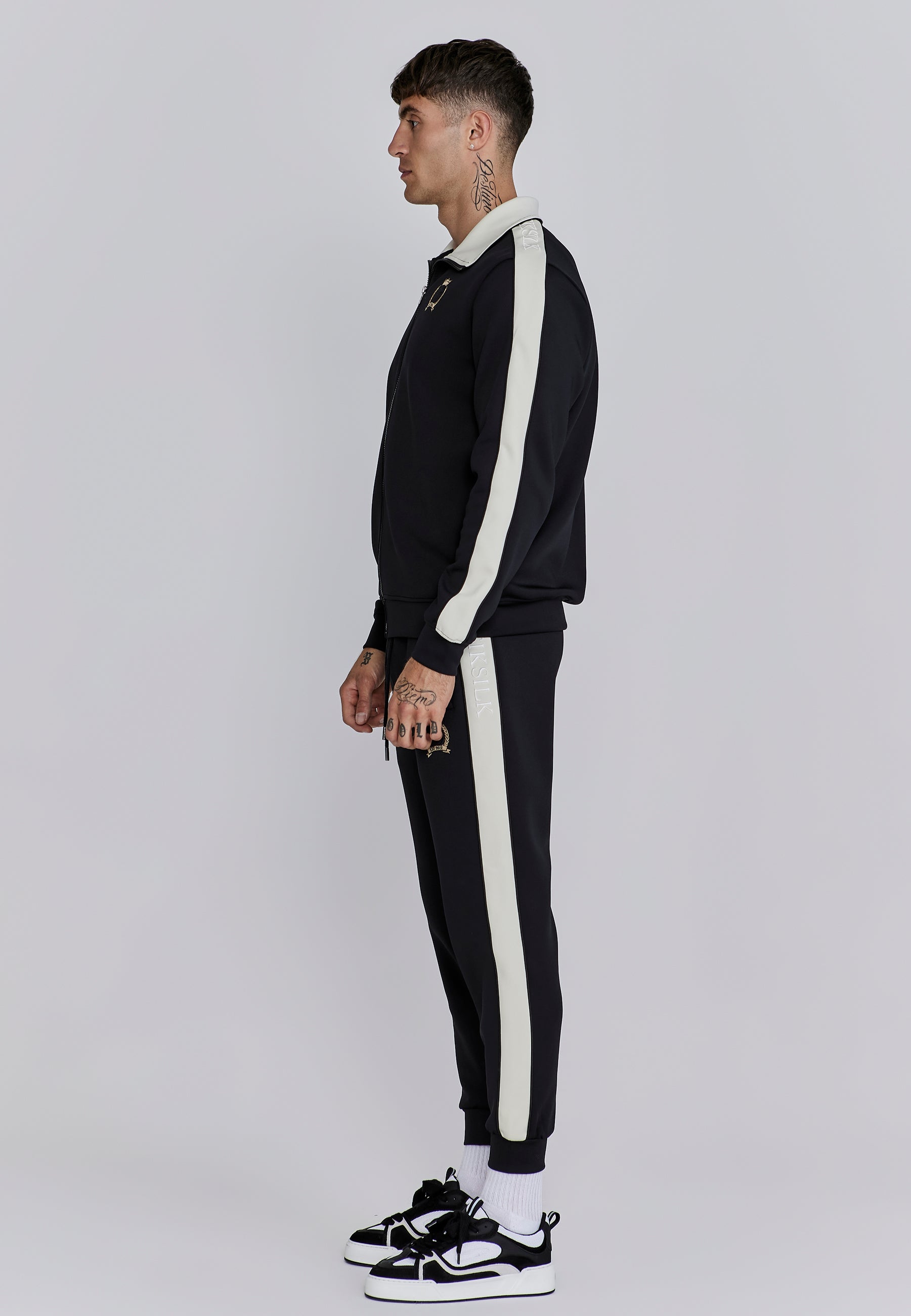 Crest Track Top in Black Sweat Jackets SikSilk