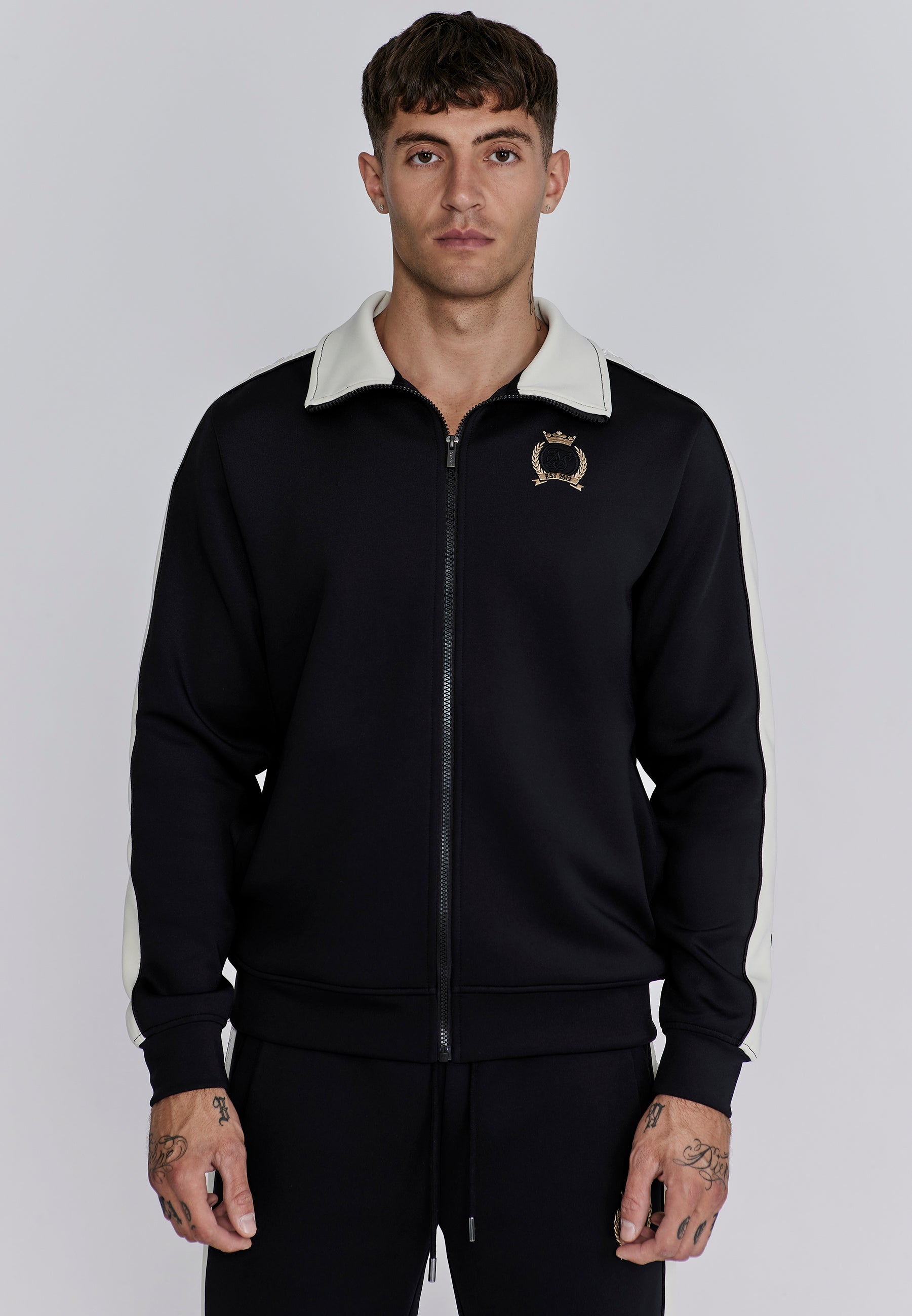 Crest Track Top in Black Sweat Jackets SikSilk