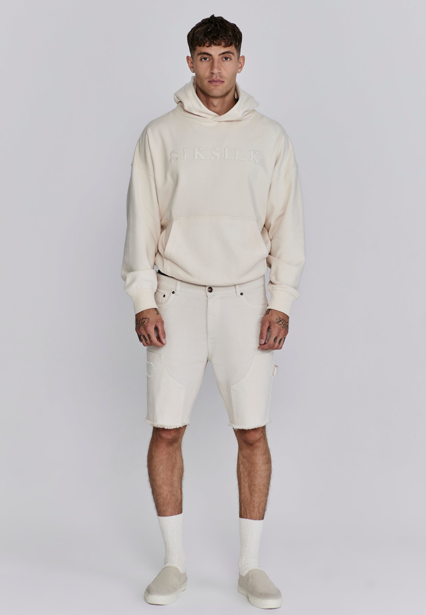 Applique Hoodie in Ecru Hoodie SikSilk