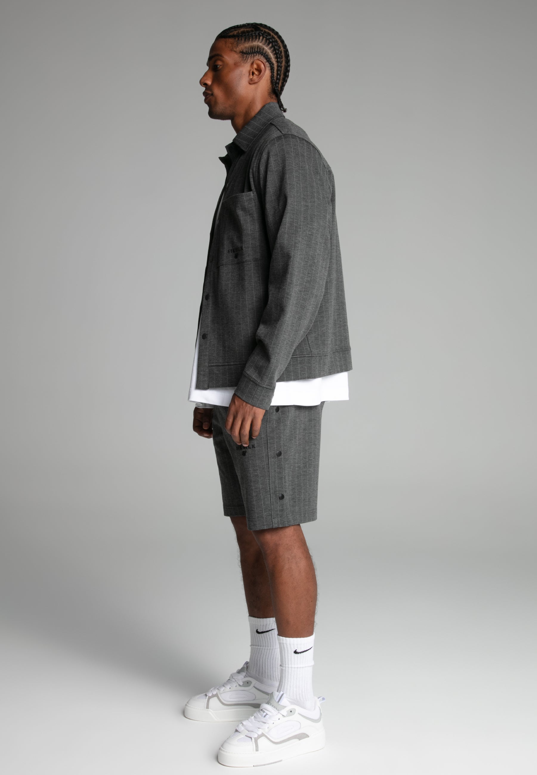 Pinstripe Jacket in Grey Jackets SikSilk